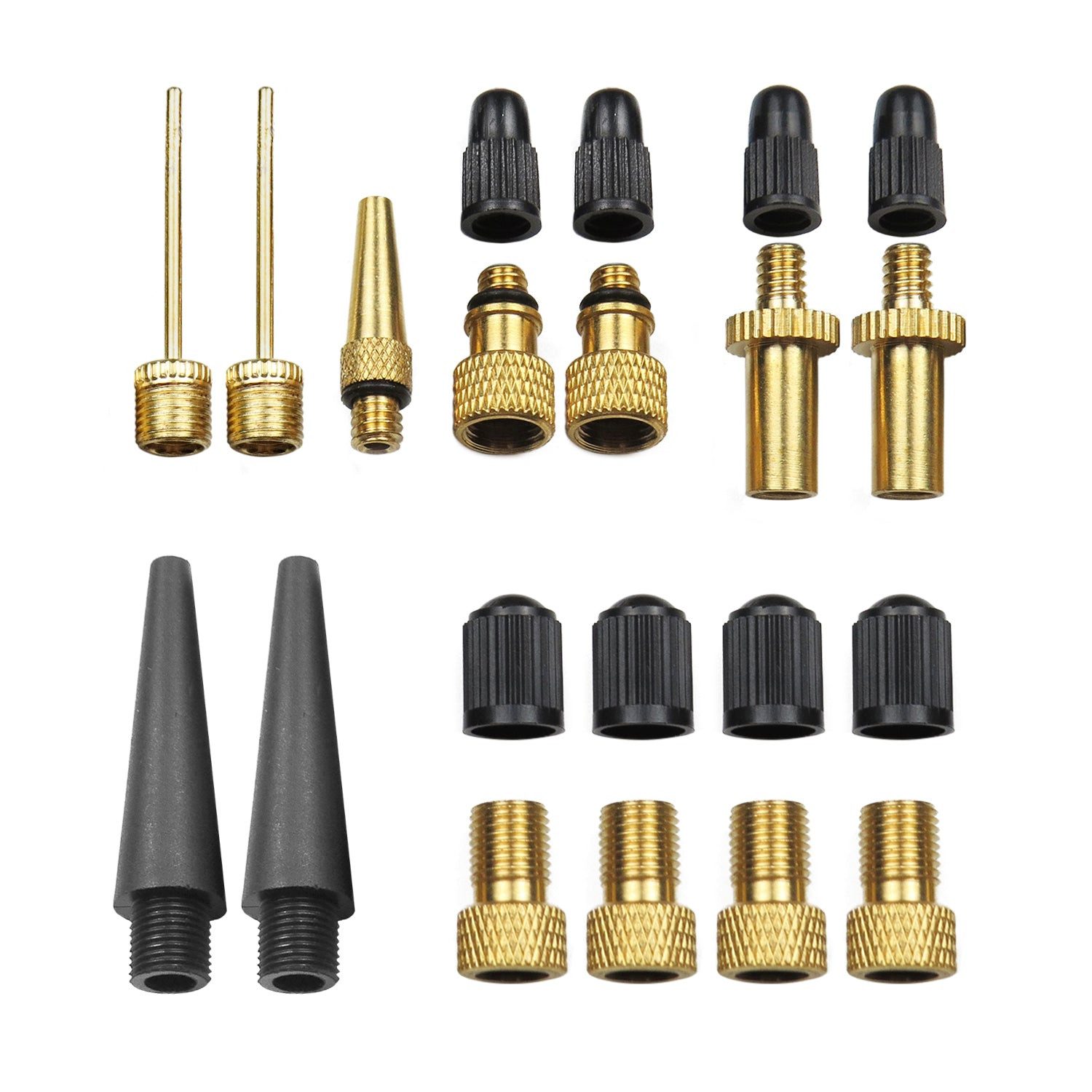 Pitlane Performance Luftpumpe Luftpumpen Zubehör XXL Set (21-tlg), Ventil-Adapter Box für Fahrrad, Auto & Ball (Dunlop, Presta, Schrader)