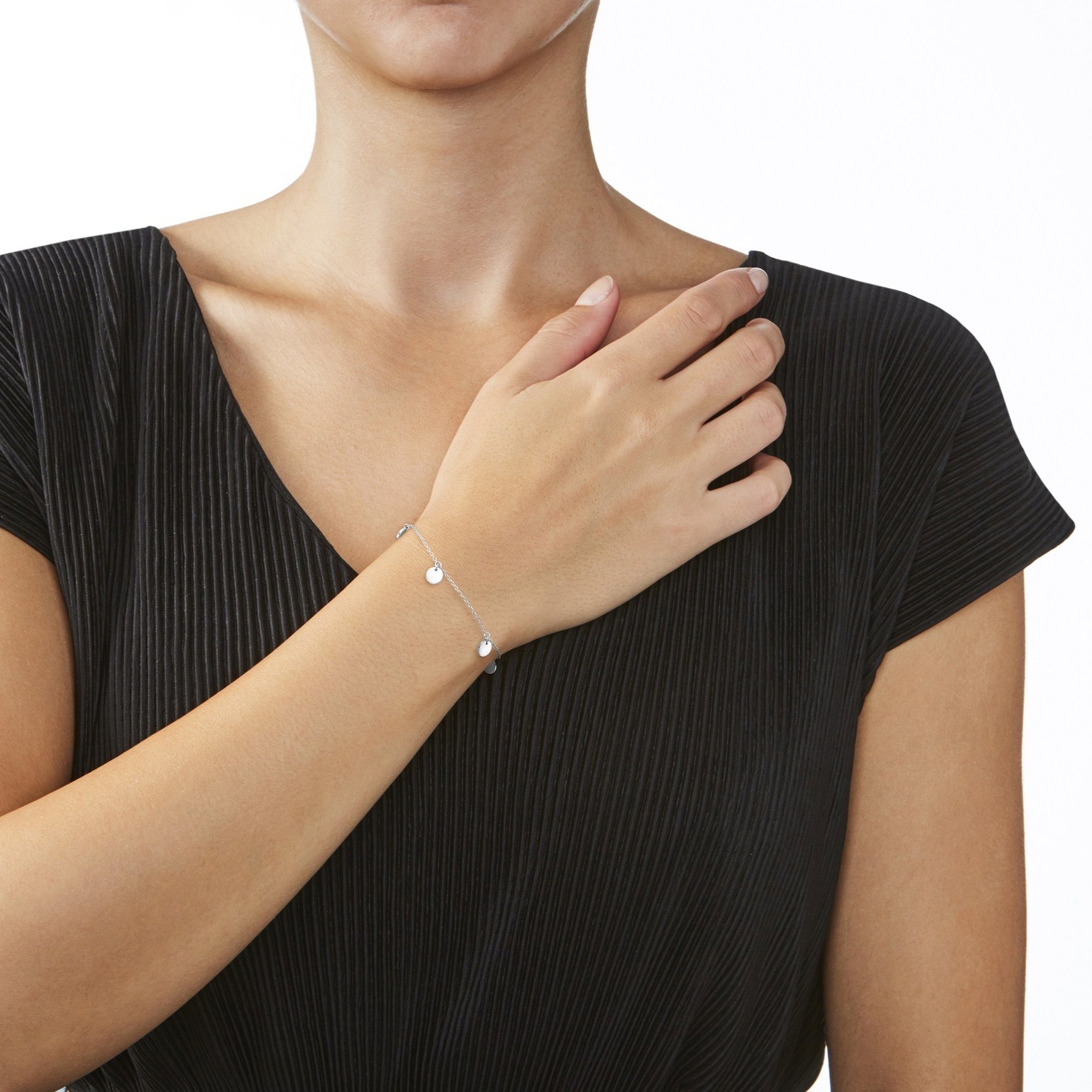 Smart Jewel Armband 925 mit runden Silber Plättchen