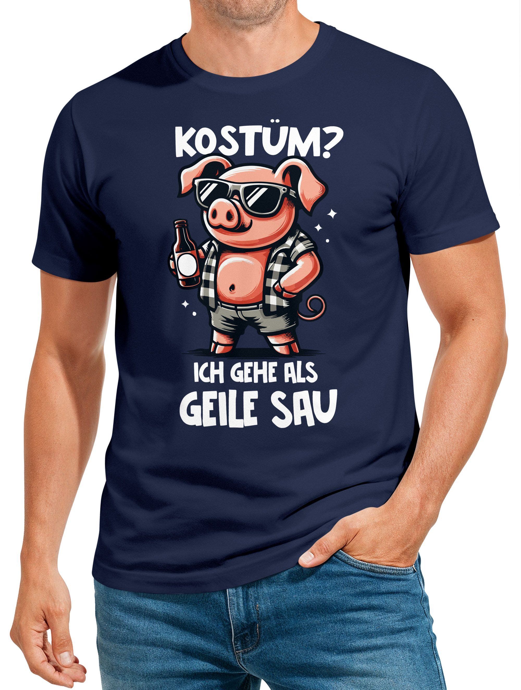 Print-Shirt Herren T-Shirt Fasching Karneval Kostüm-Ersatz Verkleidung Last
