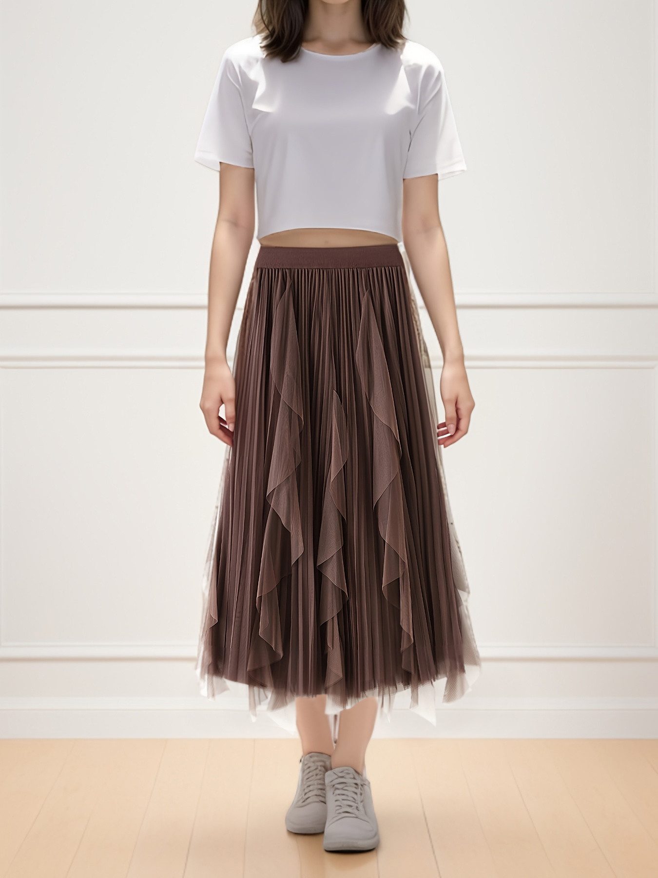 DEBAIJIA Meshrock Damen Röcke Lang Hoch Elastische Taille Elegant Vintage A günstig online kaufen