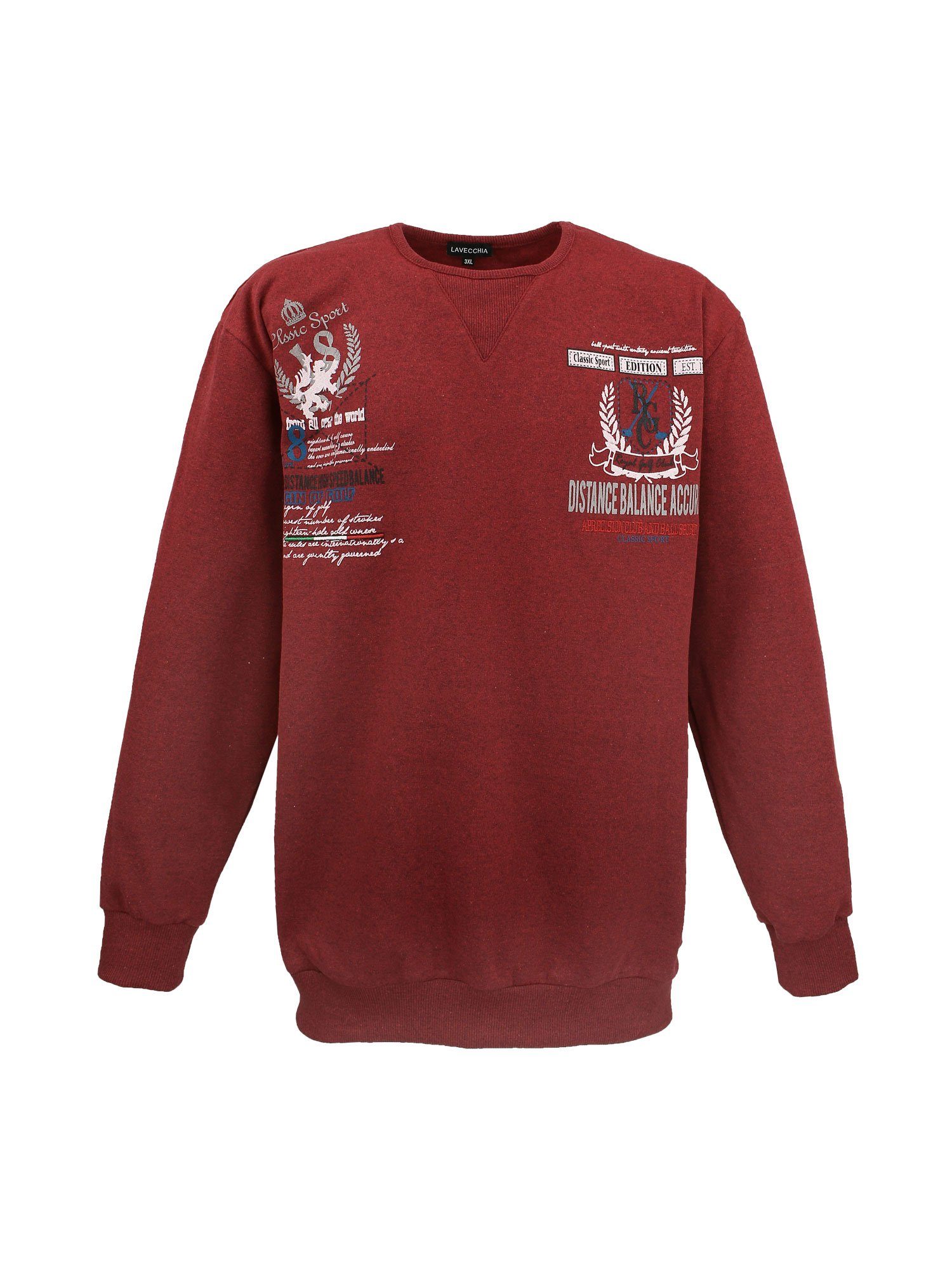 Sweatshirt Sweat Lavecchia Pulli Pullover Sweater Übergrößen LV-603 bordo-rot-meliert