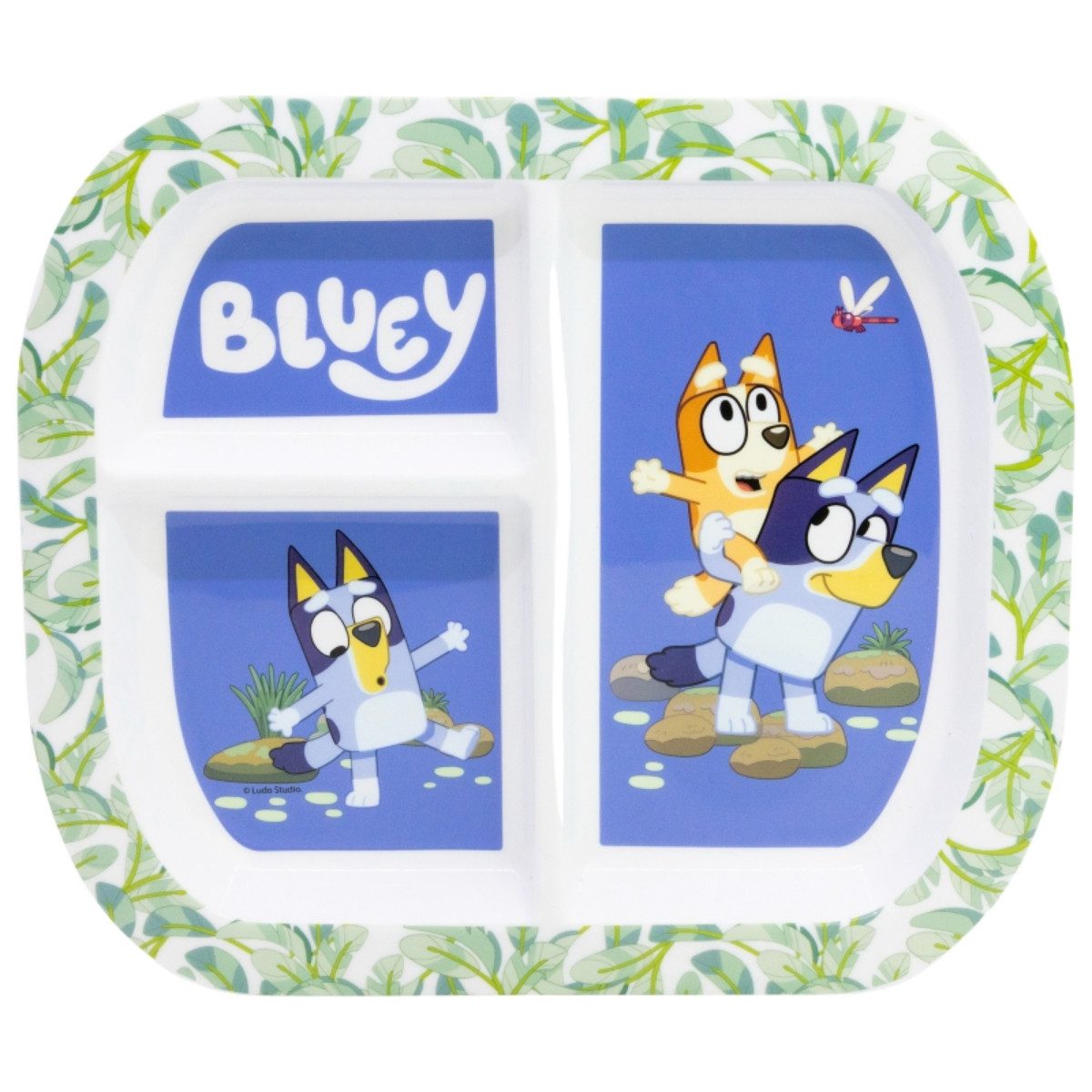 Storline Frühstücksteller Bluey rechteckig Teller mit 3 Fächern, Mikrowellengeeignet