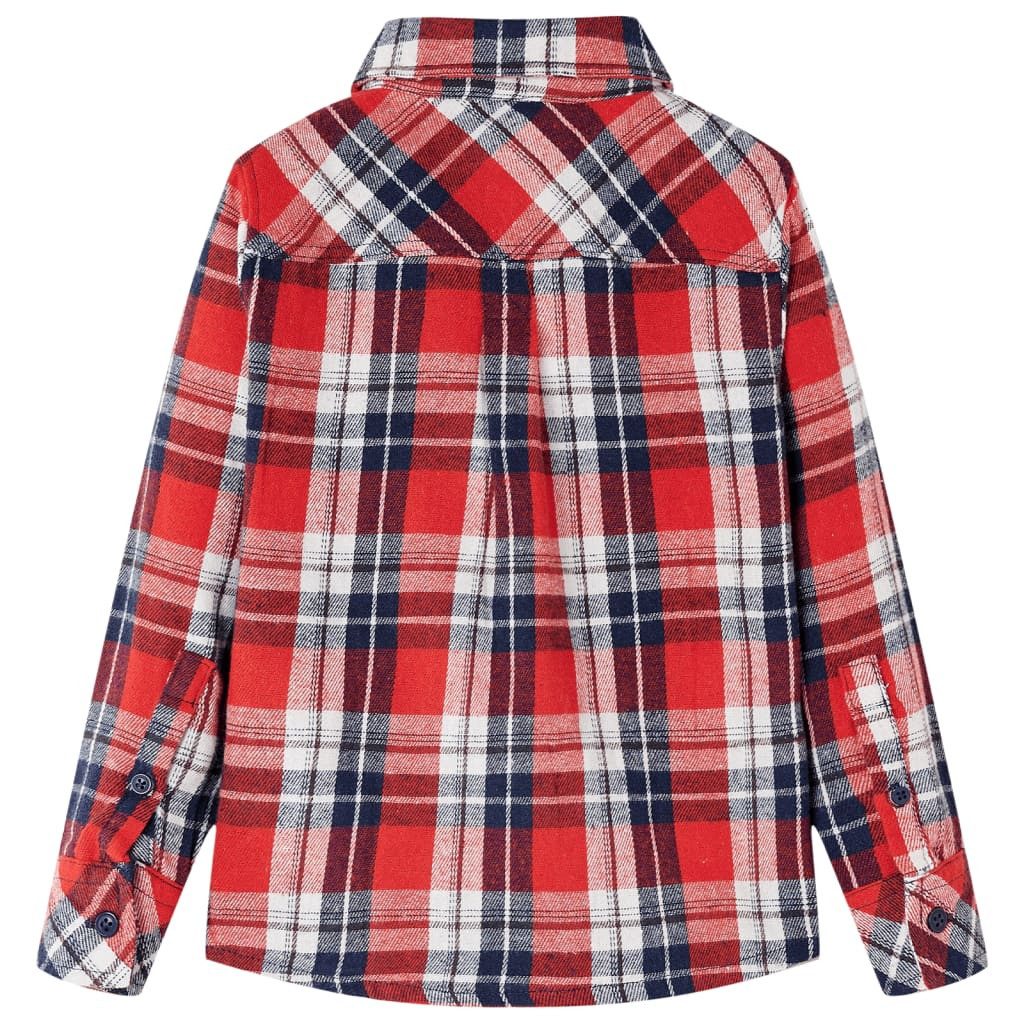 vidaXL Karohemd Kinderhemd Karomuster Rot und Marineblau 116