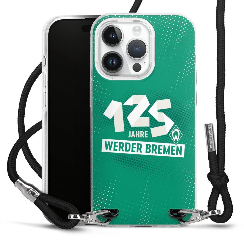 DeinDesign Handyhülle 125 Jahre Werder Bremen Offizielles Lizenzprodukt, Apple iPhone 14 Pro Handykette Hülle mit Band Case zum Umhängen