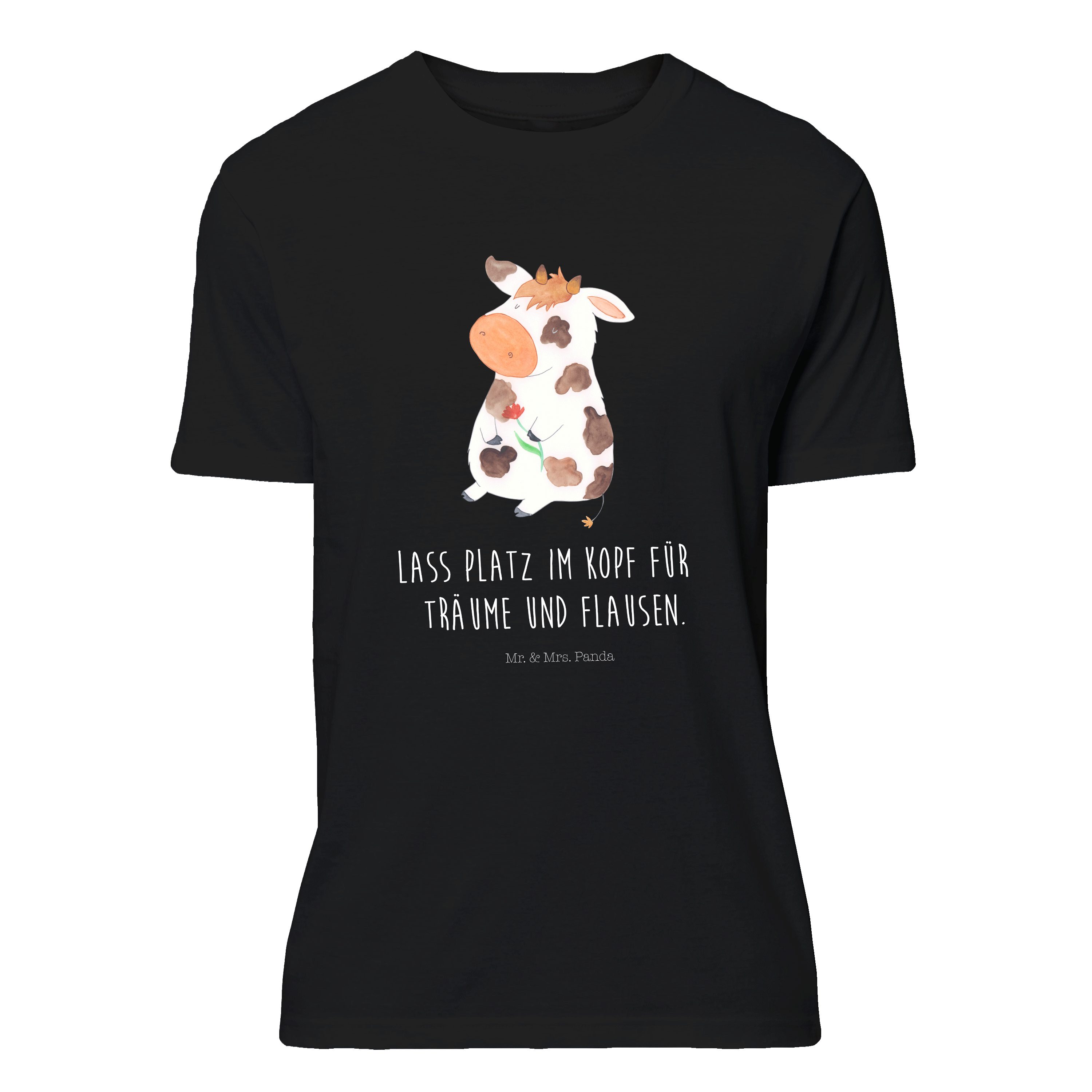Kuh - (1-tlg) T-Shirt Mrs. T-Shirt Schwarz Landwirtin, mit Spruch, T-Shirt, Panda - Geschenk, Mr. Mi &