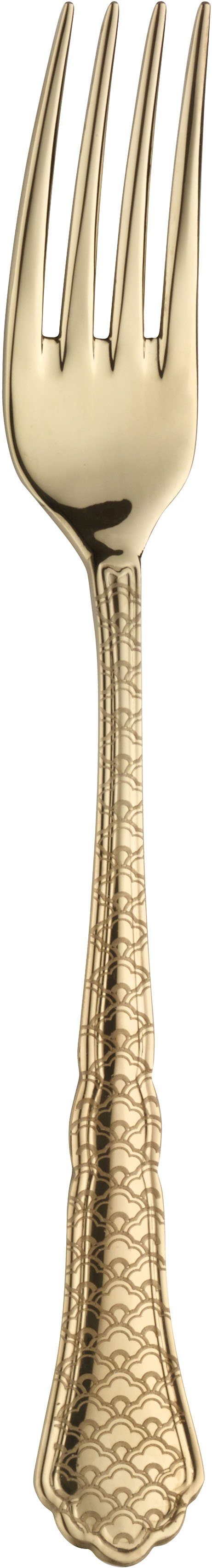 PINTINOX Besteck-Set Settecento Treasur Gold TXT (30-tlg), 6 Personen, Edelstahl 18/10, geläserter Griff, glänzend goldfarben