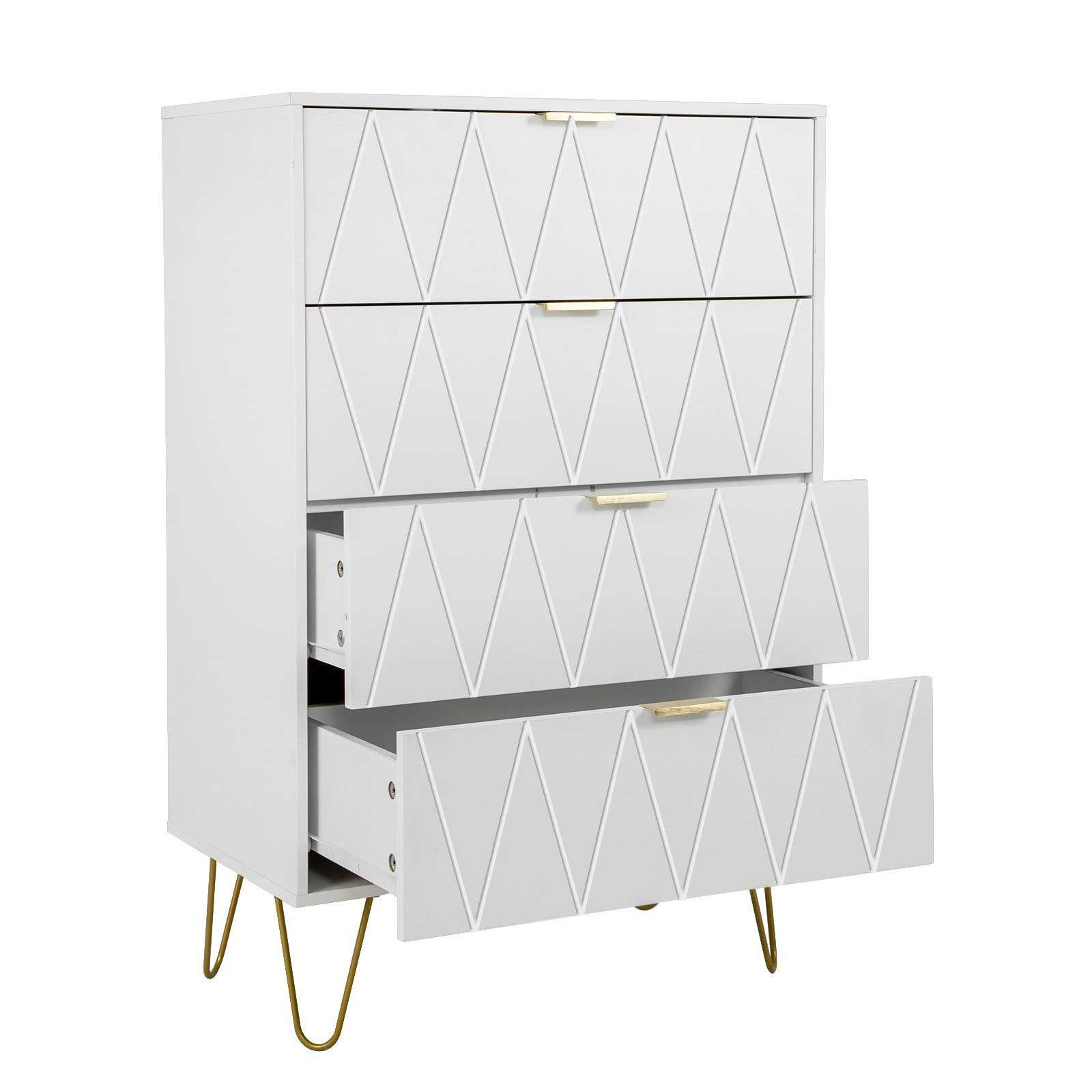 UEV Kommode mit 4 Schubladen, Sideboard für Schlafzimmer,Wohnzimmer (Mehrzweckschrank aus Holz, 60 x 34 x 91 cm), Aufbewahrungskommode, Schrank für Wohnzimmer,Schlafzimmer,Flur