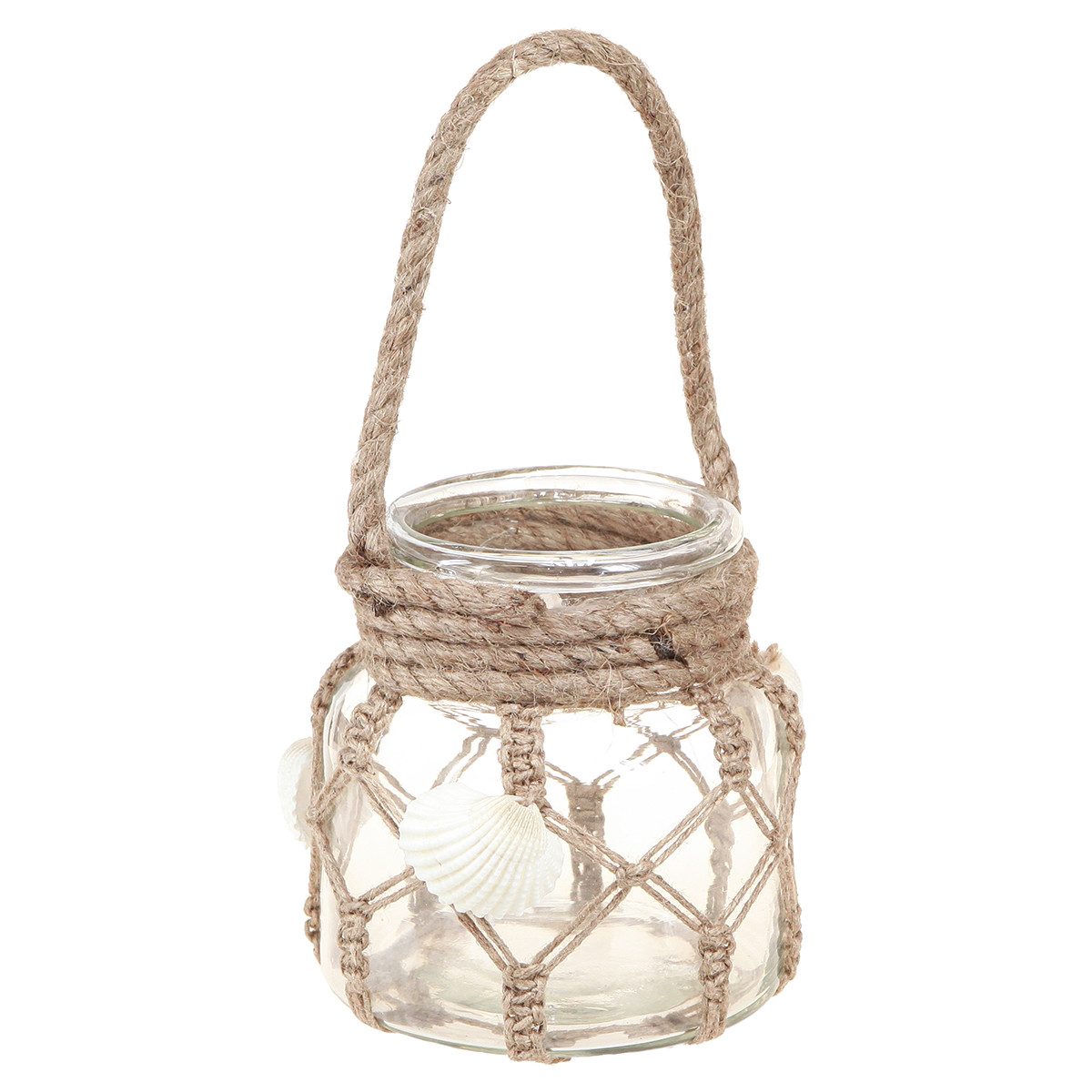 Dekofigur Deko Glas Muscheln Makramee Maritim Set Vase Ø11cm