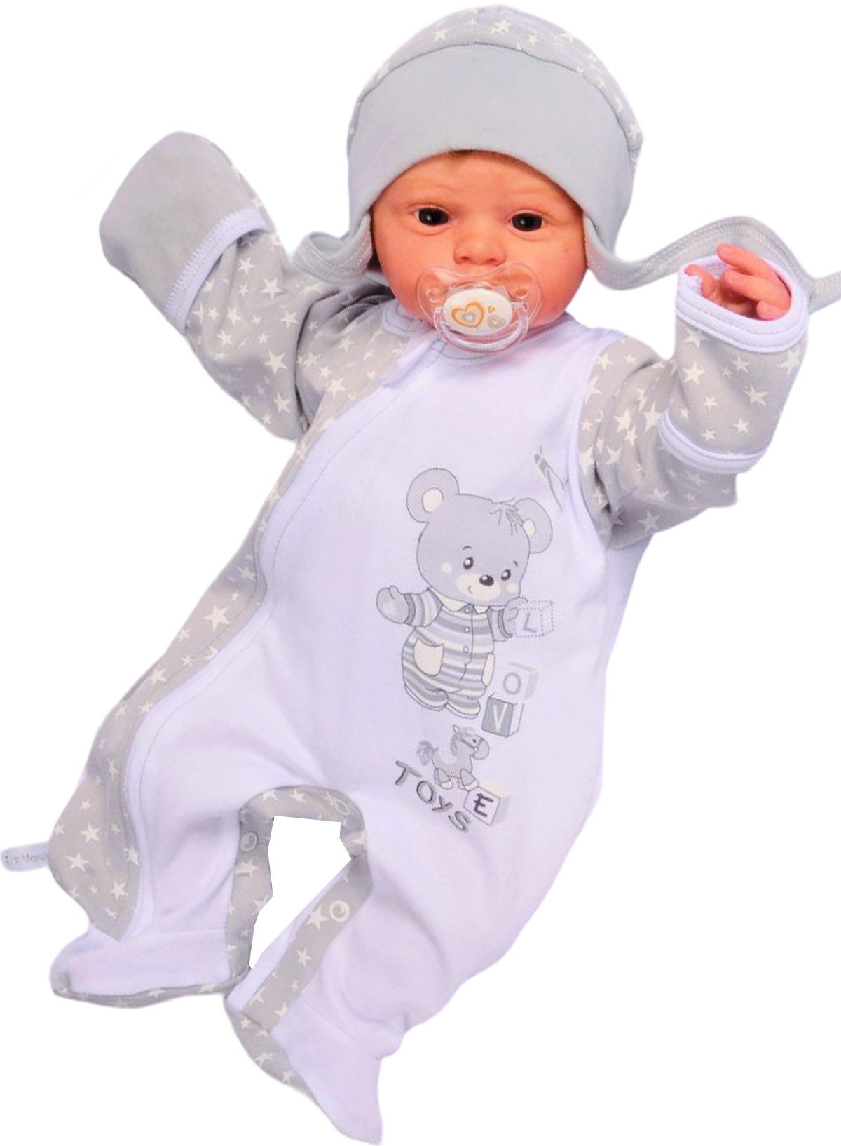 Strampler Strampler und Mütze Set Overall mit Kratzschutz Baby Schlafanzug