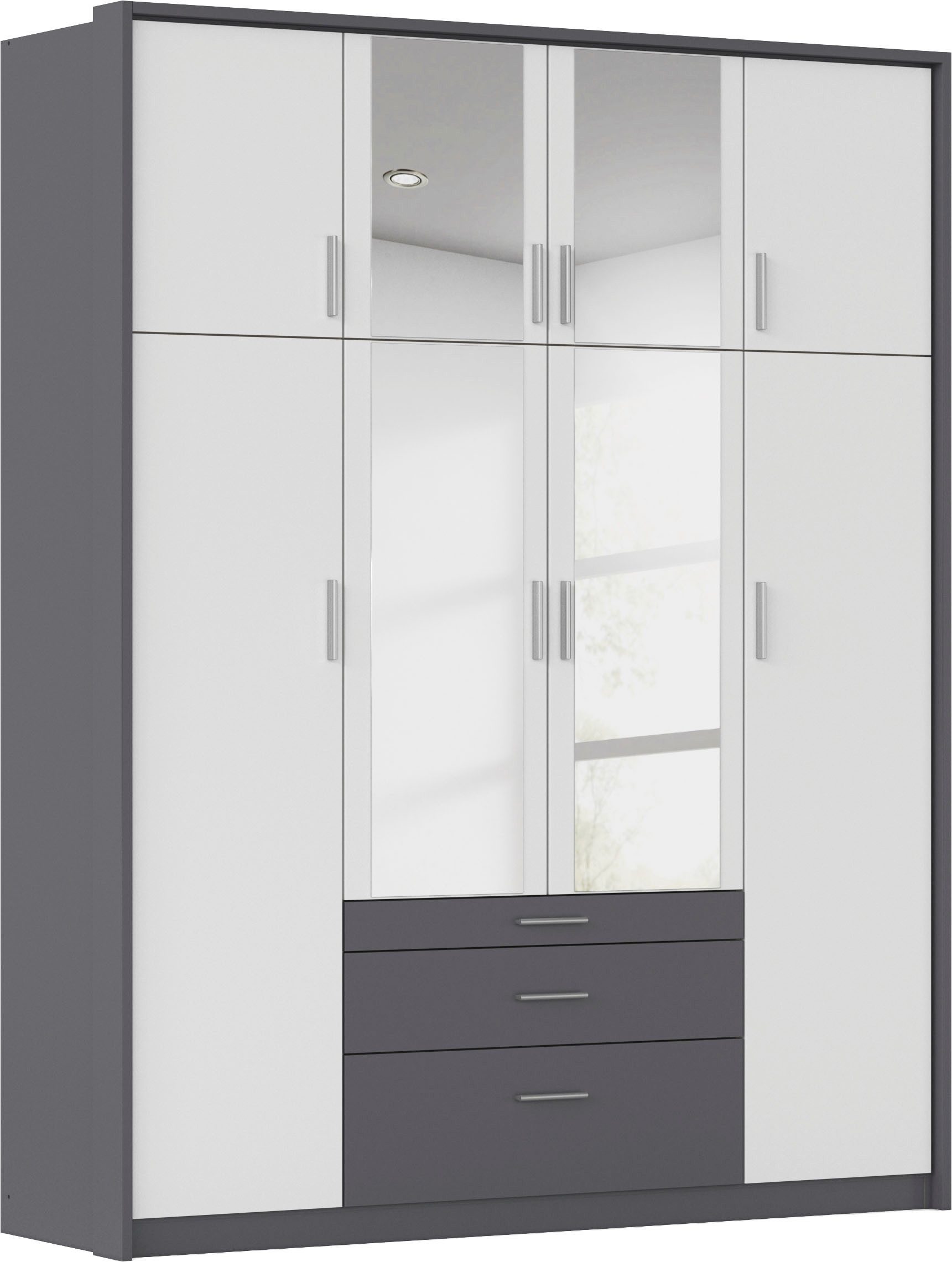 rauch Kleiderschrank Schrank Drehtürenschrank Garderobe Ankleide Schlafzimmer HILDESHEIM (Breiten: 185/275 cm, Höhe 231 cm) oberste Schublade mit praktischer Facheinteilung MADE IN GERMANY