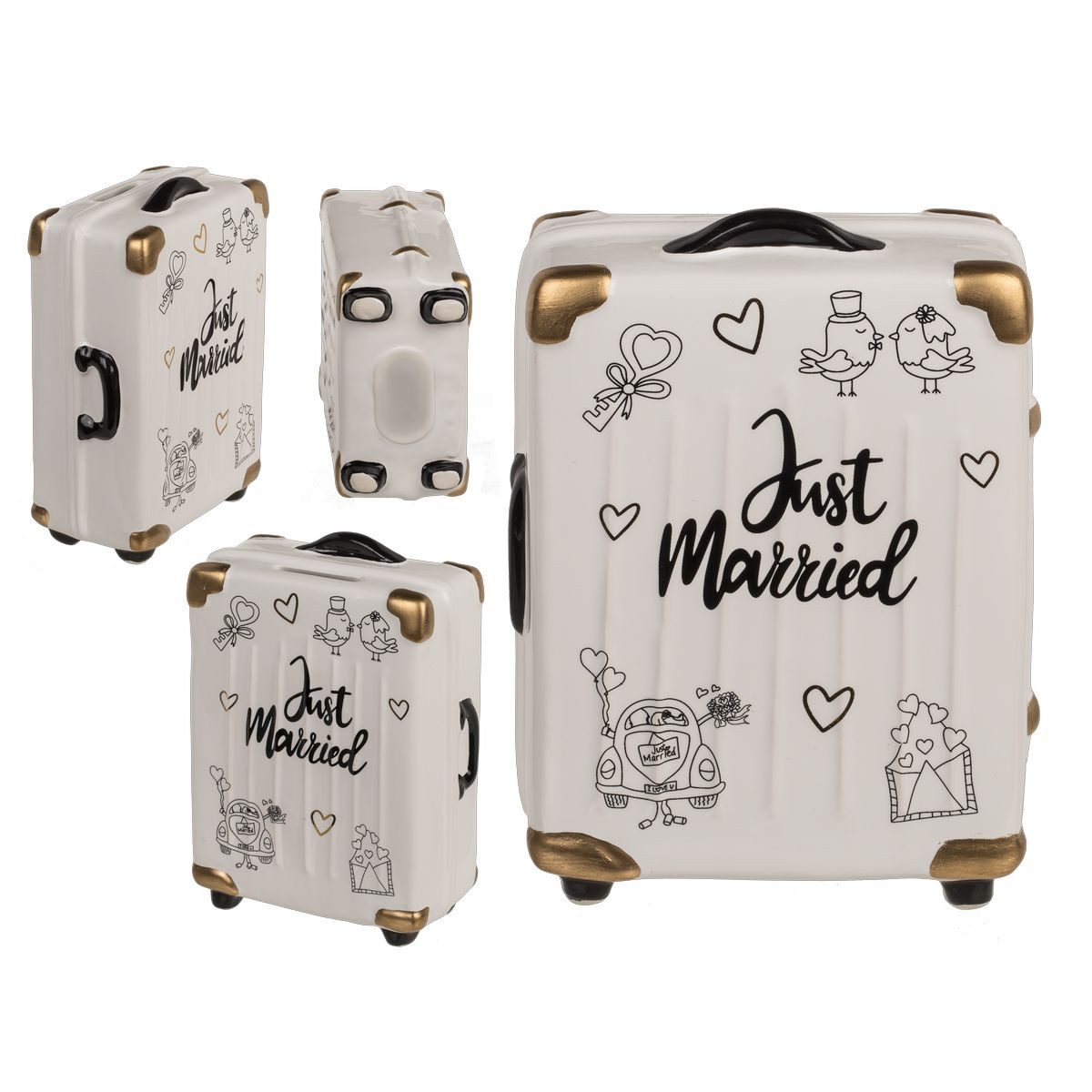 Out of the Blue Spardose Spardose Just Married Trolley Koffer 11x6x16cm günstig online kaufen