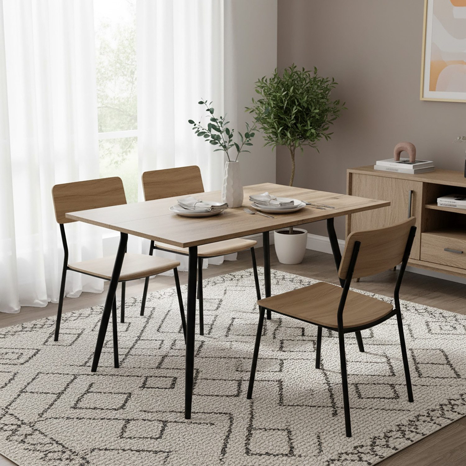 B&D home Esstisch LIO, Metallgestell schwarz oder weiß, ausziehbar, 4-6 Per günstig online kaufen