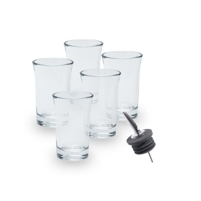 wisefood Mehrwegbecher Shotgläser Set 12 Gläser inklusive Ausgießhilfe Glas (12-tlg)