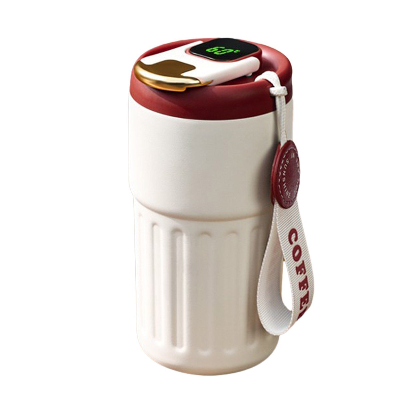 Blusmart Tasse Kaffeebecher Mit Temperaturanzeige, Tragbarer Isolierbecher Aus weiß Rot