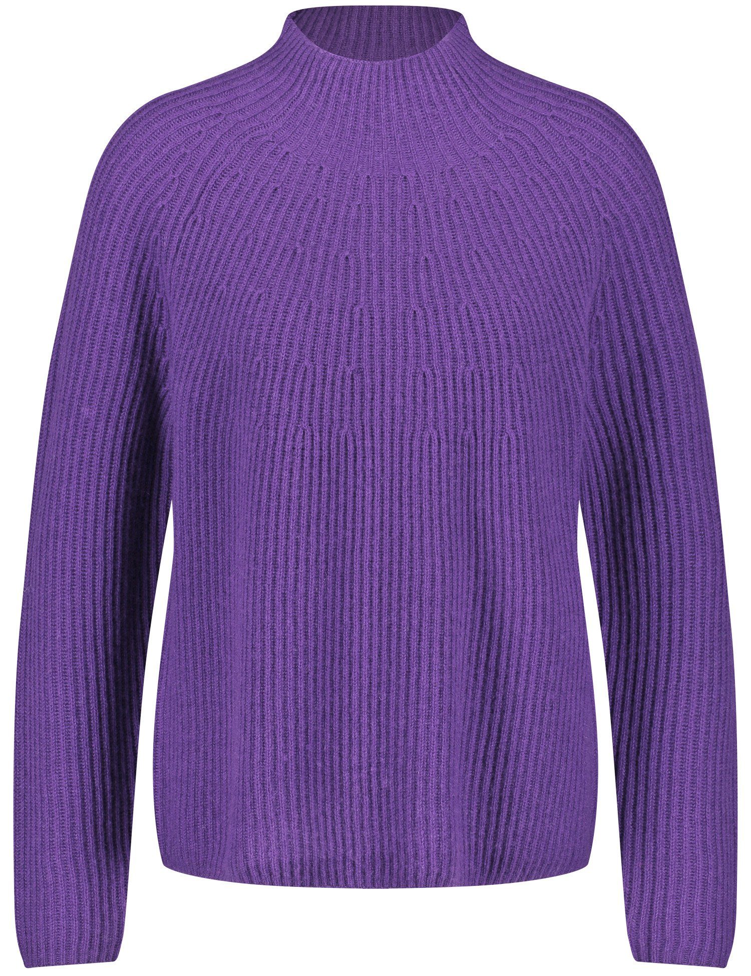 Pullover GERRY Dark Rundhalspullover WEBER Kaschmiranteil mit und in Rippstrick Violet Turtleneck