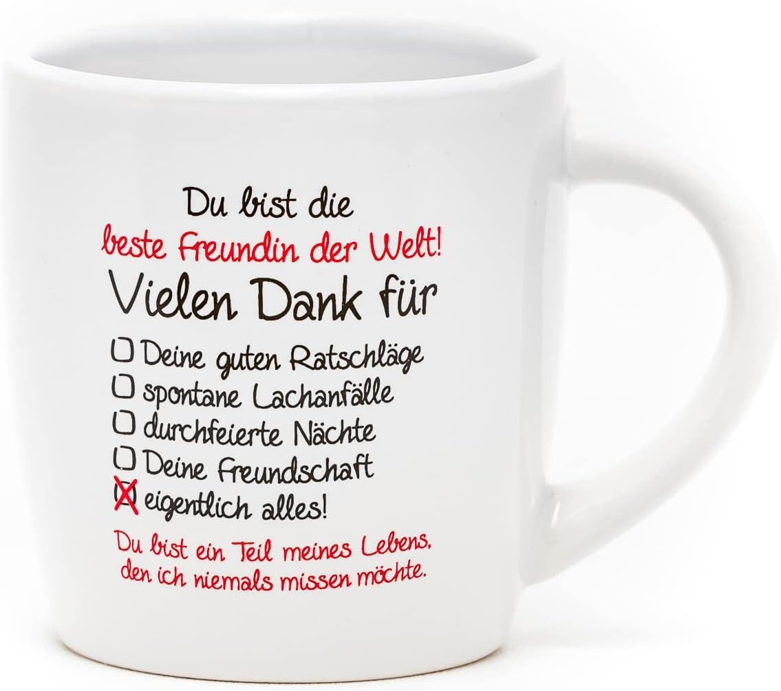 HF Home Flair Tasse Tasse Du bist die beste Freundin der Welt I Tasse für Freundin, 1-tlg., Freundschaftstasse