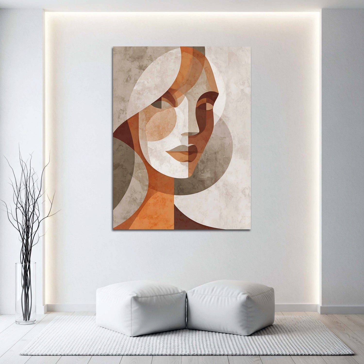 Artedinoi Leinwandbild Frauenporträt abstrakt beige braun Leinwandbild Wandbild Kunstdruck XL, Frauenporträt in Beige-Braun