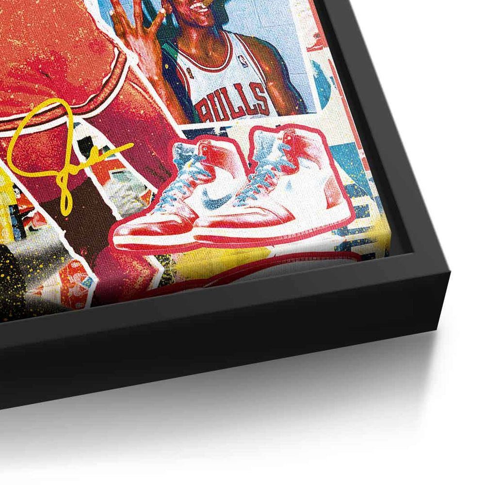 Art DOTCOMCANVAS® weißer Porträt Collage Leinwandbild Leinwandbild, Rahmen 23 Pop Bulls Jordan Michael