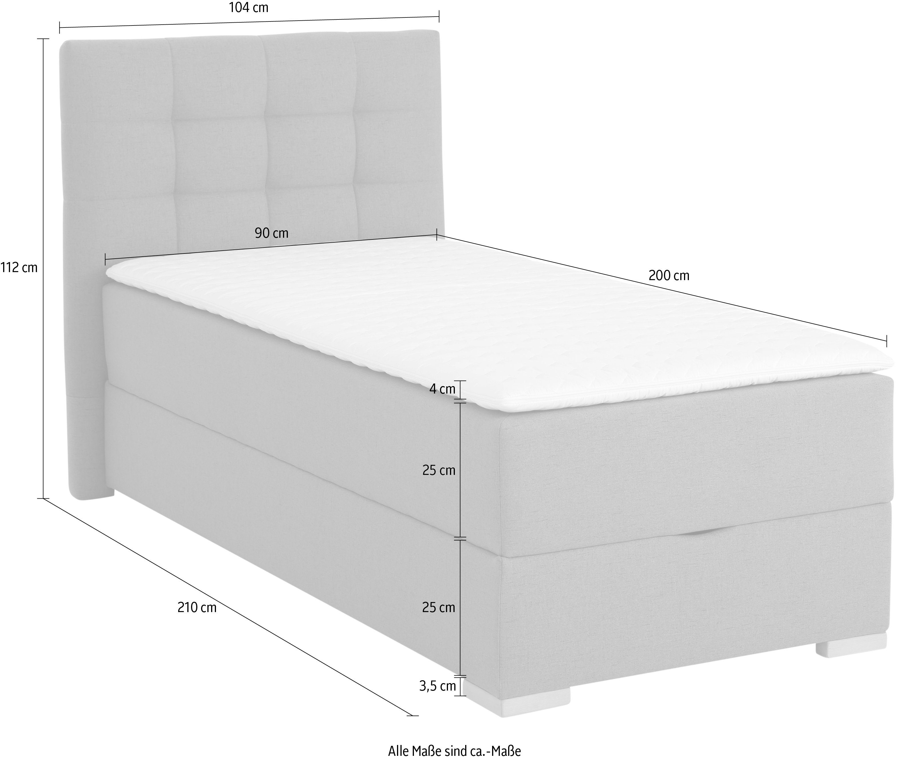 Home affaire Boxbett Olivet mit Bettkasten, in 4 Farben, 4 Breiten, 2 Matratzenarten, auch in Überlänge 220 cm