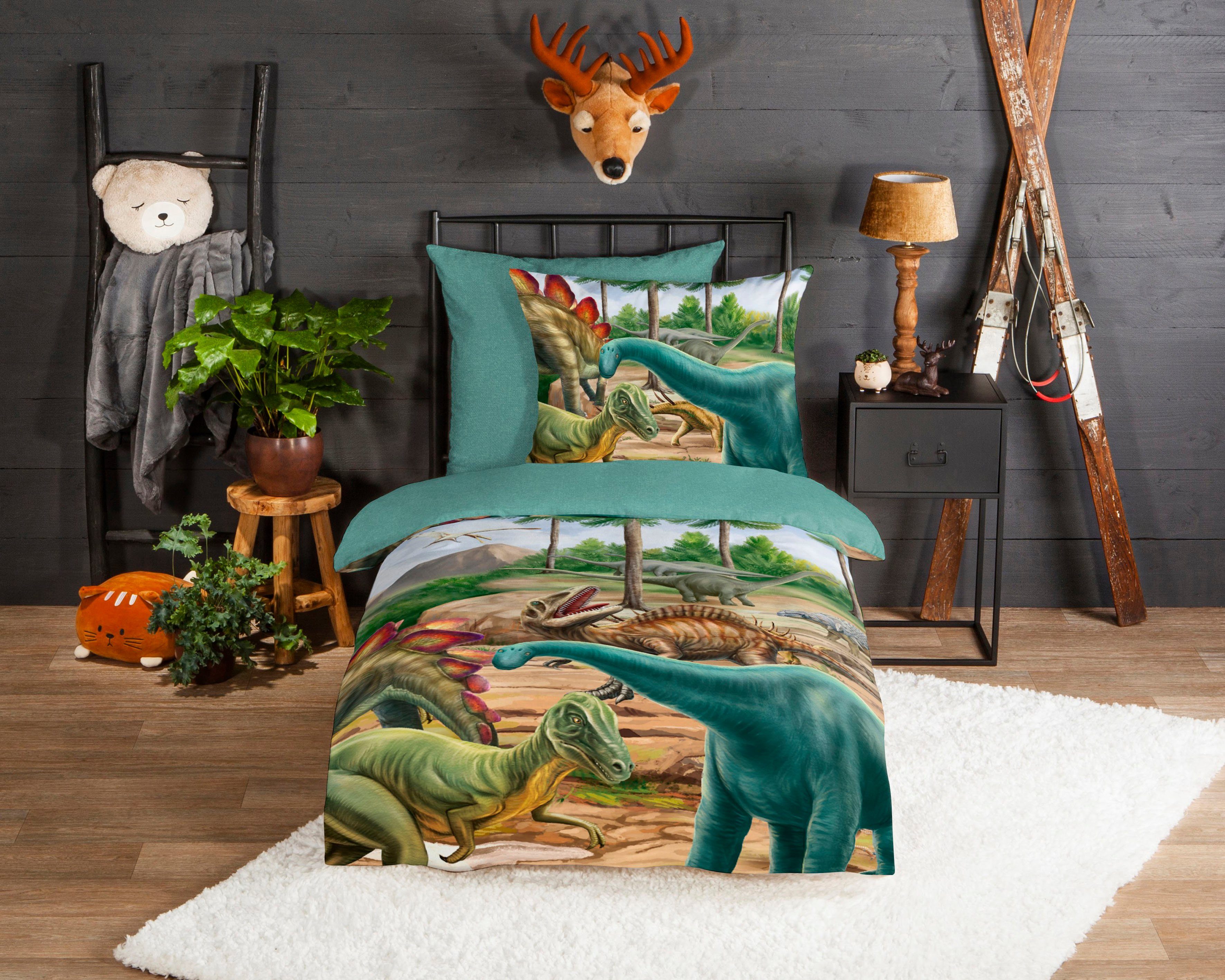 good morning Kinderbettwäsche Prehistory Dinos, Biber, günstig online kaufen