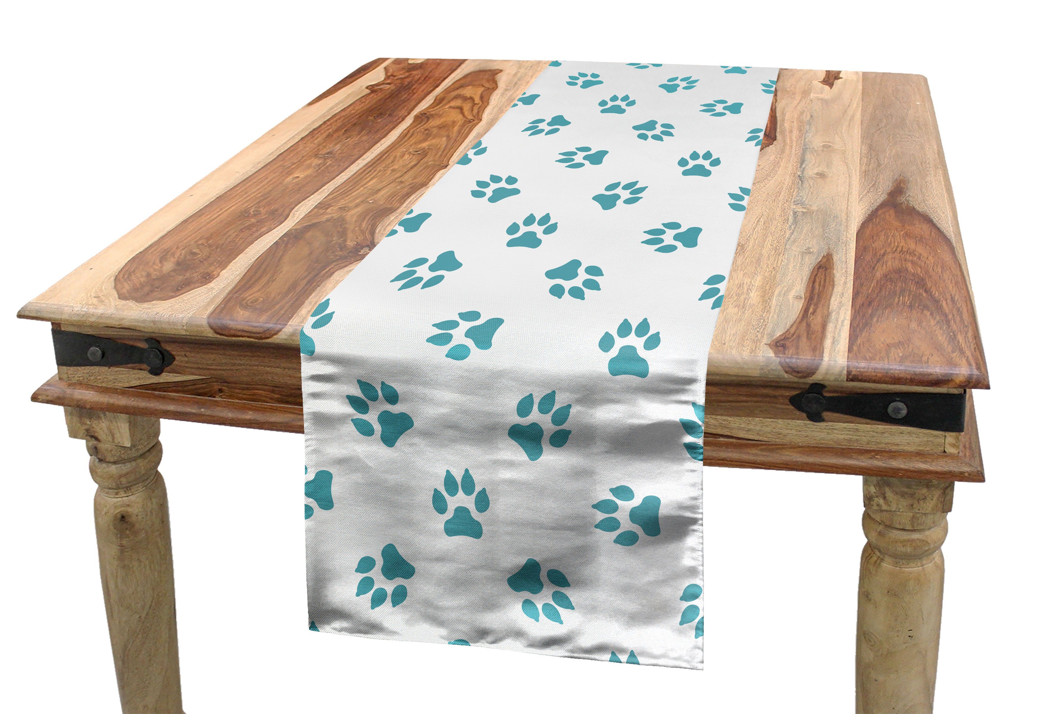 Abakuhaus Tischläufer Esszimmer Küche Rechteckiger Dekorativer Tischläufer, Pfotenabdruck Monochrome Dog Tracks