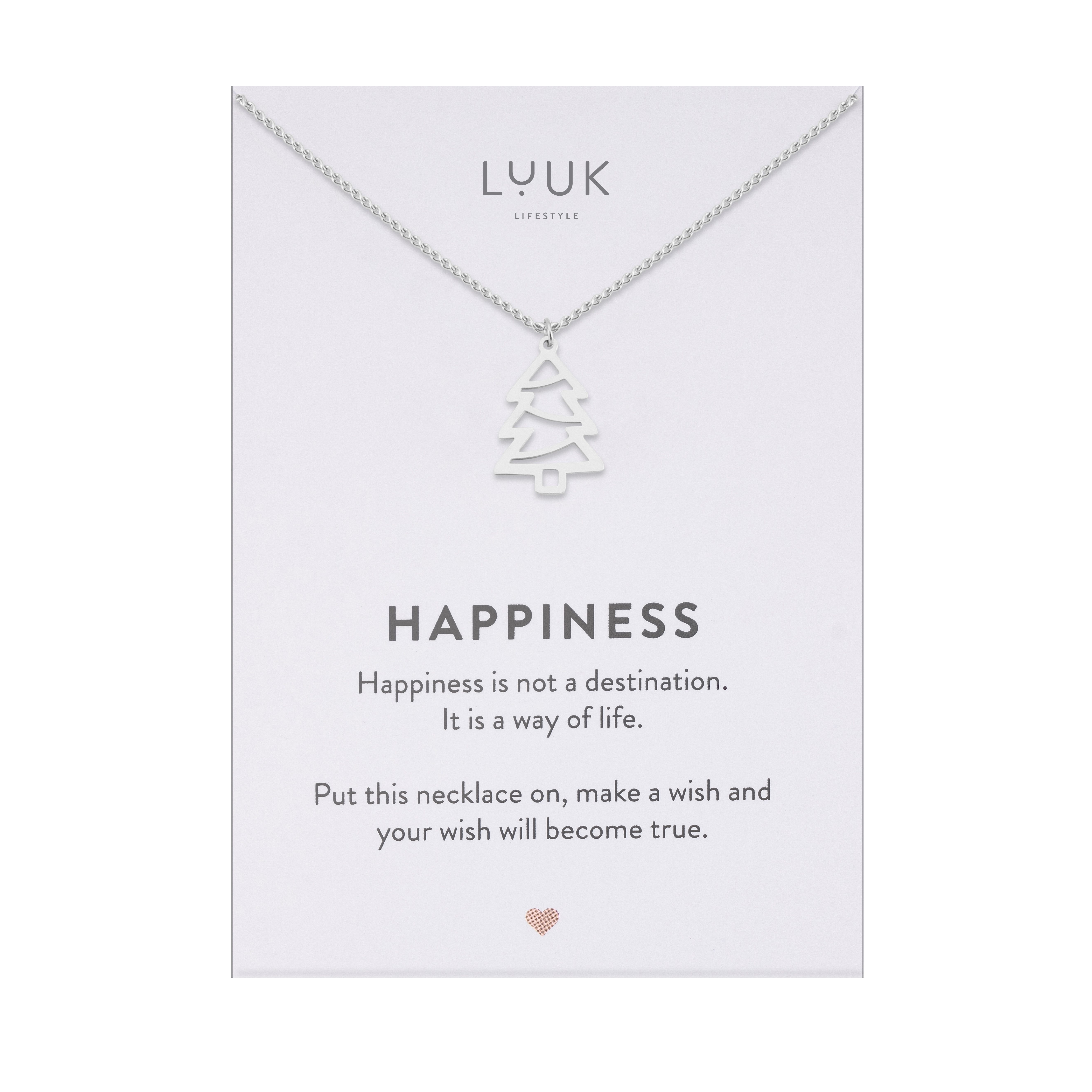 Valentinstagsgeschenk LUUK LIFESTYLE Kette mit Anhänger Tannenbaum, Christbaum Halskette aus Edelstahl, silberfarben, Silber