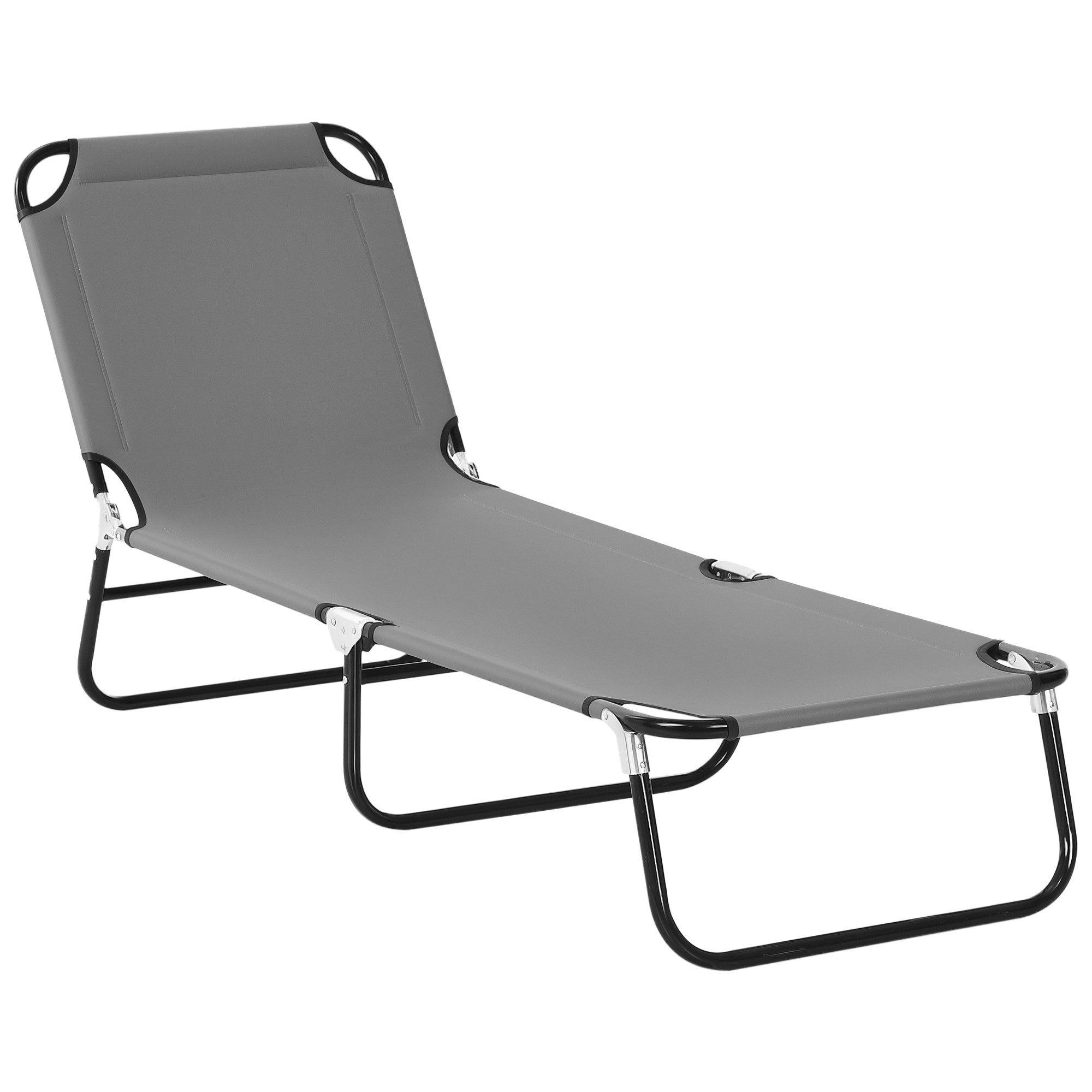 Outsunny Gartenliege Sonnenliege klappbar, wetterfeste Gartenstuhl bis 120 kg belastbar, Campingliege, 1 St., Liegestuhl, für Garten, Balkon, Stahl, Grau, 188 x 56 x 28cm