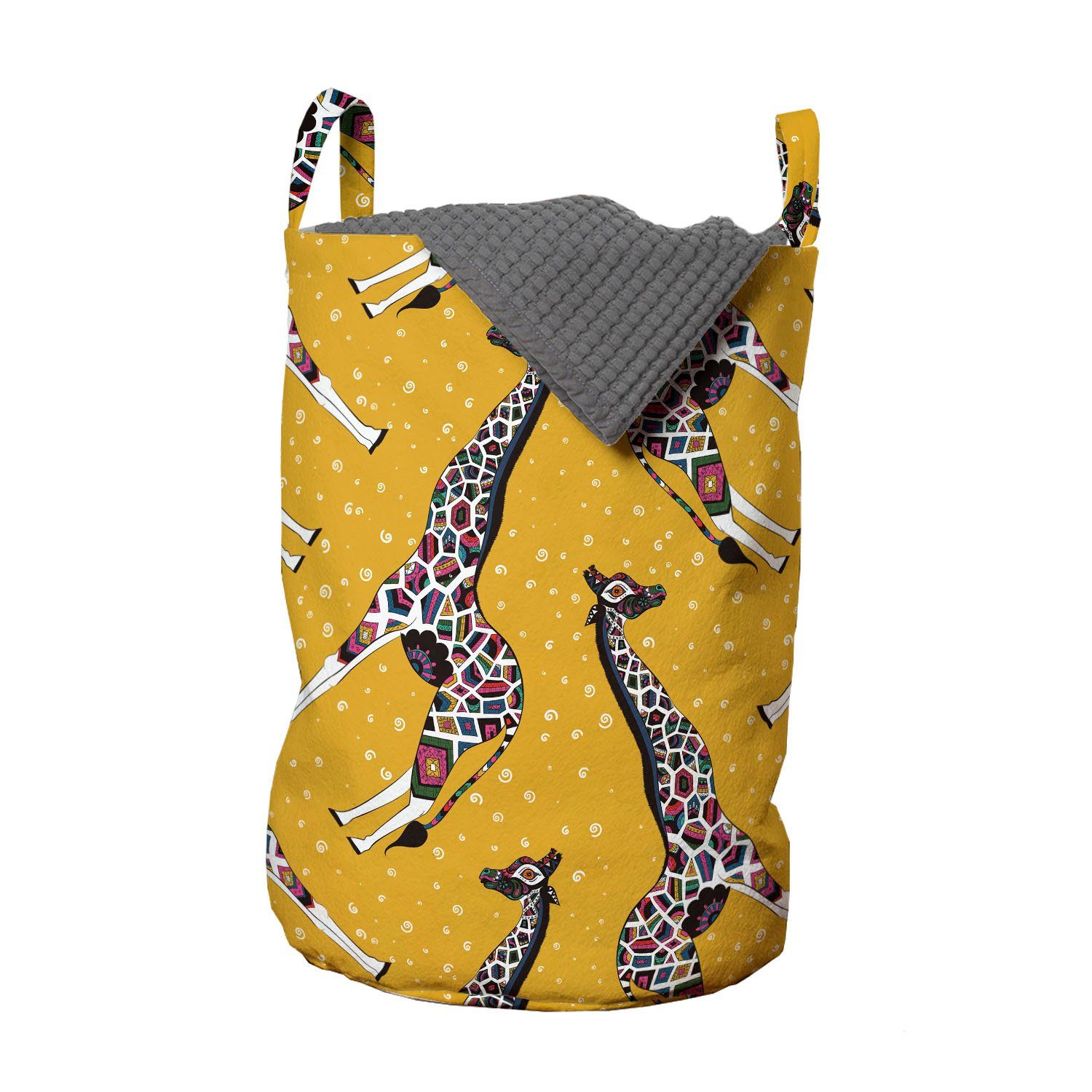 Abakuhaus Wäschesäckchen Wäschekorb mit Griffen Kordelzugverschluss für Waschsalons, Giraffe Tier Ornament