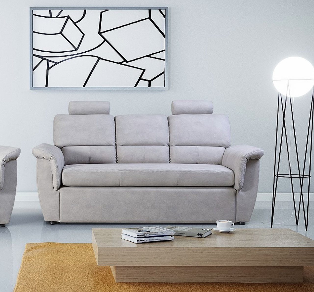 Dreisitzer 3-Sitzer Siblo Dayanne Schlaffunktion Sofa Modernes mit Beige