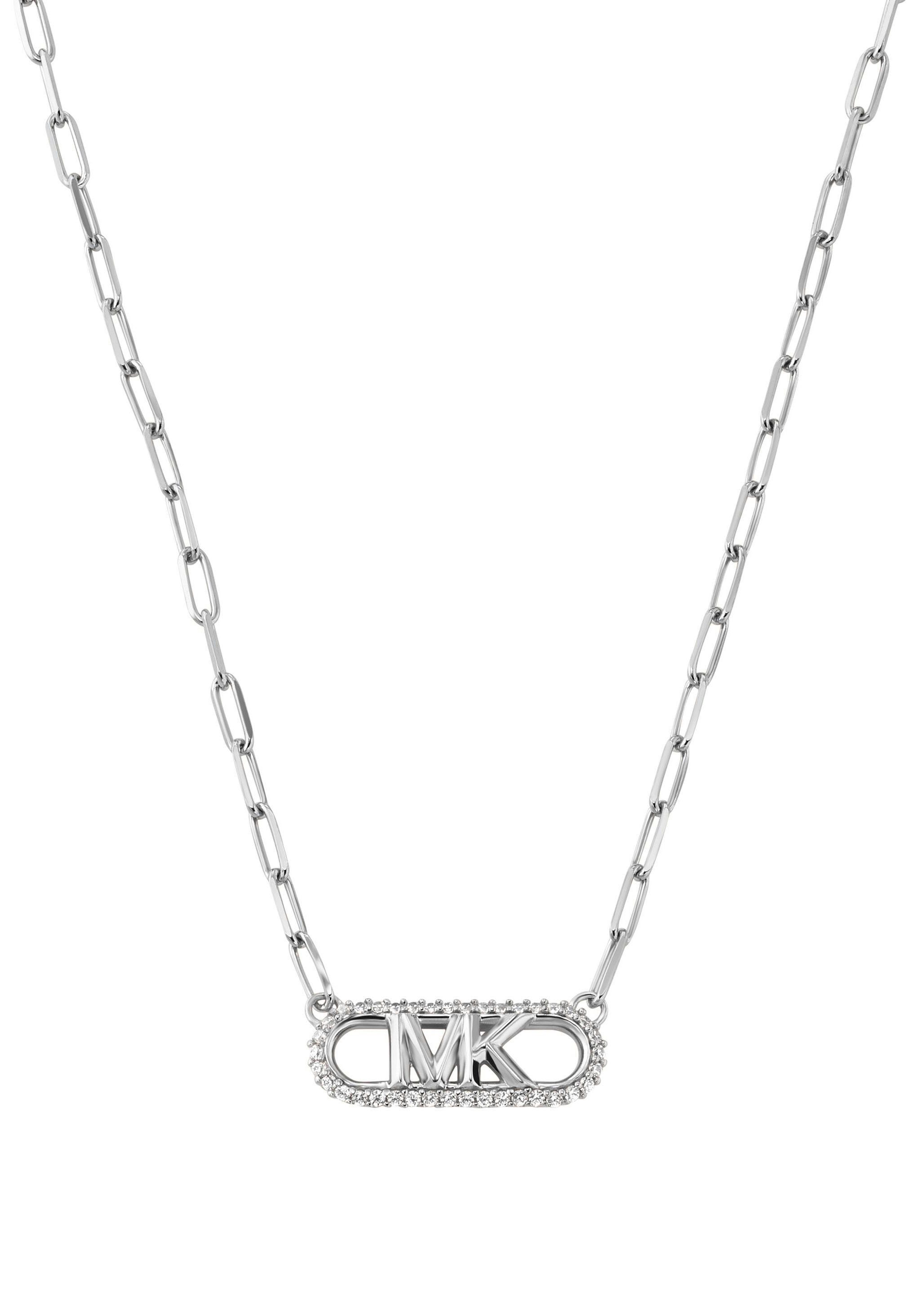 MICHAEL KORS Kette mit Anhänger PREMIUM, EMPIRE, OVAL, MKC1655CZ silberfarben-kristallweiß | Silberketten