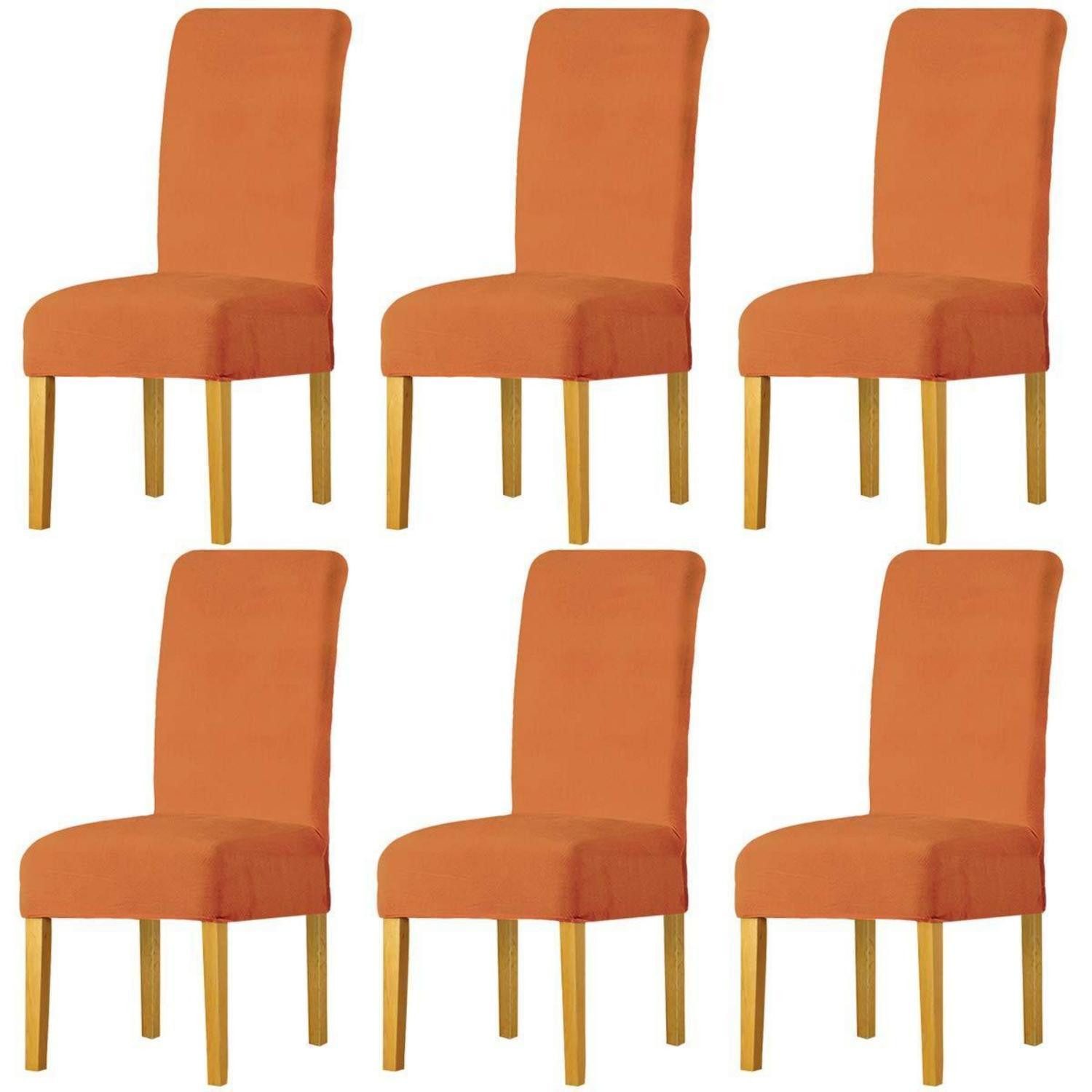 LuxusKollektion Stuhlbezug Stuhlbezüge Stretch Spandex Gummiband Velvet Orange 6 Pack(M)