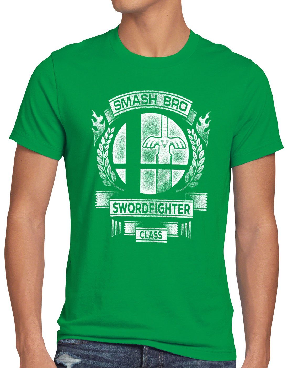 style3 Print-Shirt Herren T-Shirt super brawl Swordfighter switch ultimate grün brothers Smash