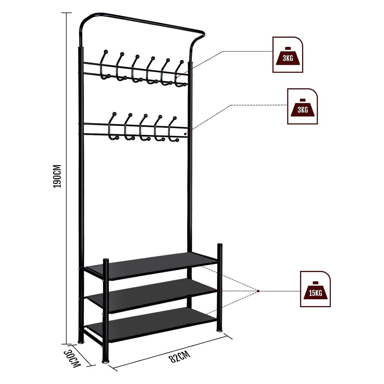 ElitVita Kleiderständer Garderobe mit Schuhablage, 3 Ablagen, mit 7 Haken, günstig online kaufen