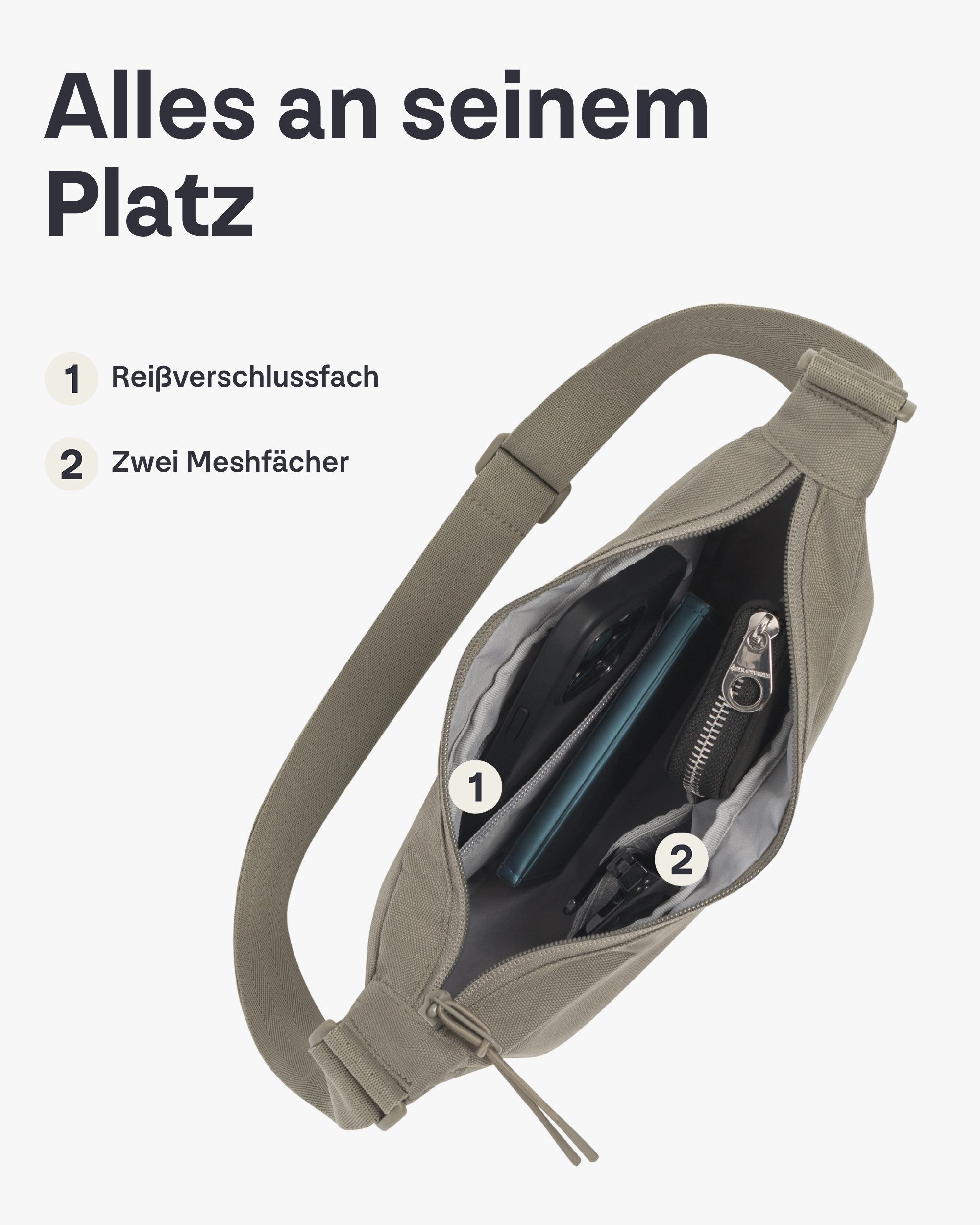 Johnny Urban Umhängetasche Ally Small Half Moon Bag, Kleine Crossbody Bag in Halbmond Form, Wasserabweisend – Bild 5 von 5