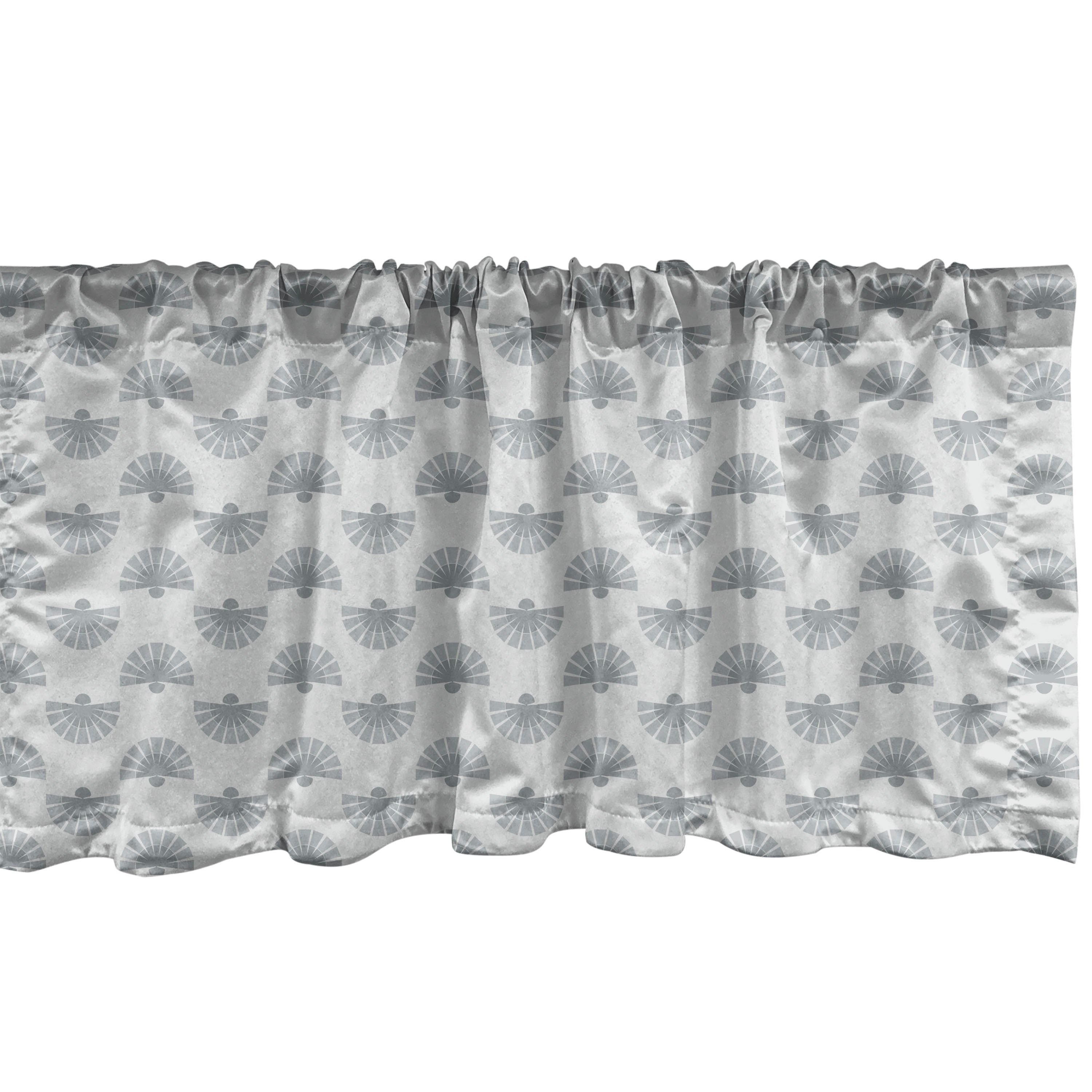Scheibengardine Vorhang Volant für Küche Schlafzimmer Dekor mit Stangentasche, Abakuhaus, Microfaser, Geometrisch Japanisches Fan-Muster