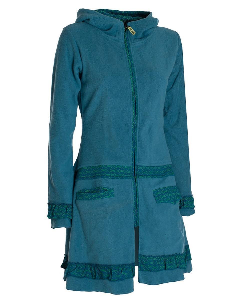 Vishes Kurzmantel Lange Fleecejacke Fleecemantel Übergangsjacke ECO-Fleece Goa, Hippie, Elfen Style – Bild 4 von 5