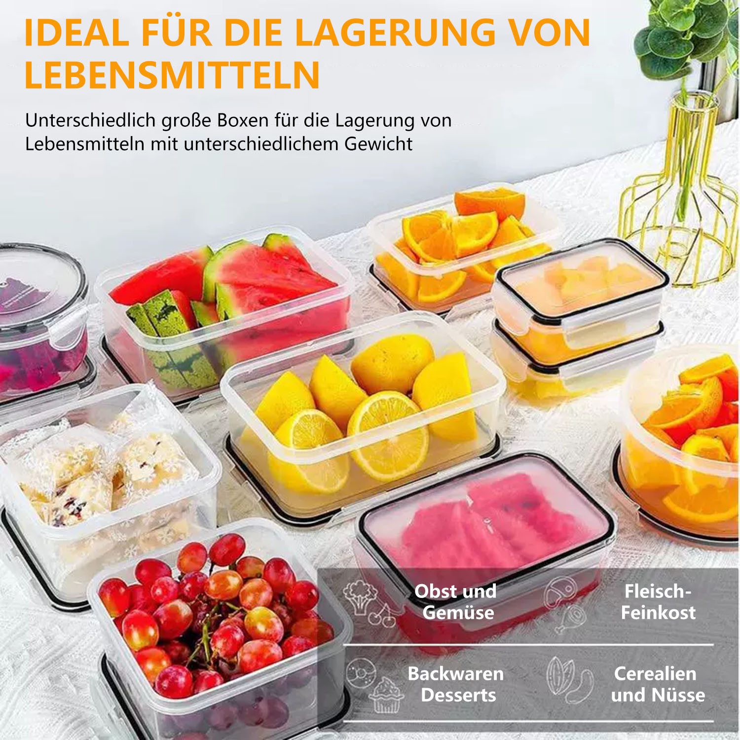 SURFOU Frischhaltedose 34er Dosen Set mit Deckel Vorratsdosen Aufbewahrungbox, Aufbewahrungsbox mit Deckel Küche Food Container Brotdosen Set – Bild 5 von 5