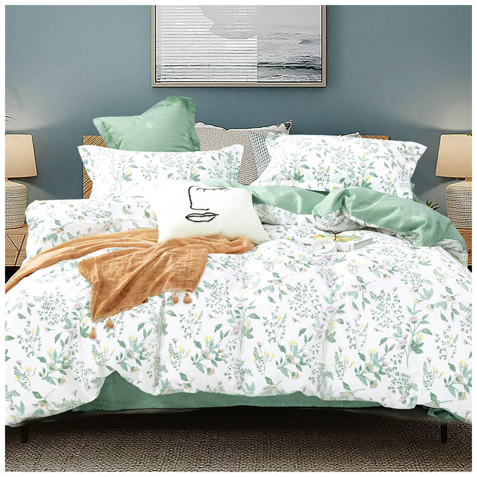 KEAYOO Bettwäsche HXM, 4 teilig, Rosa Blumenmuster Bettwäsche Baumwolle mit günstig online kaufen