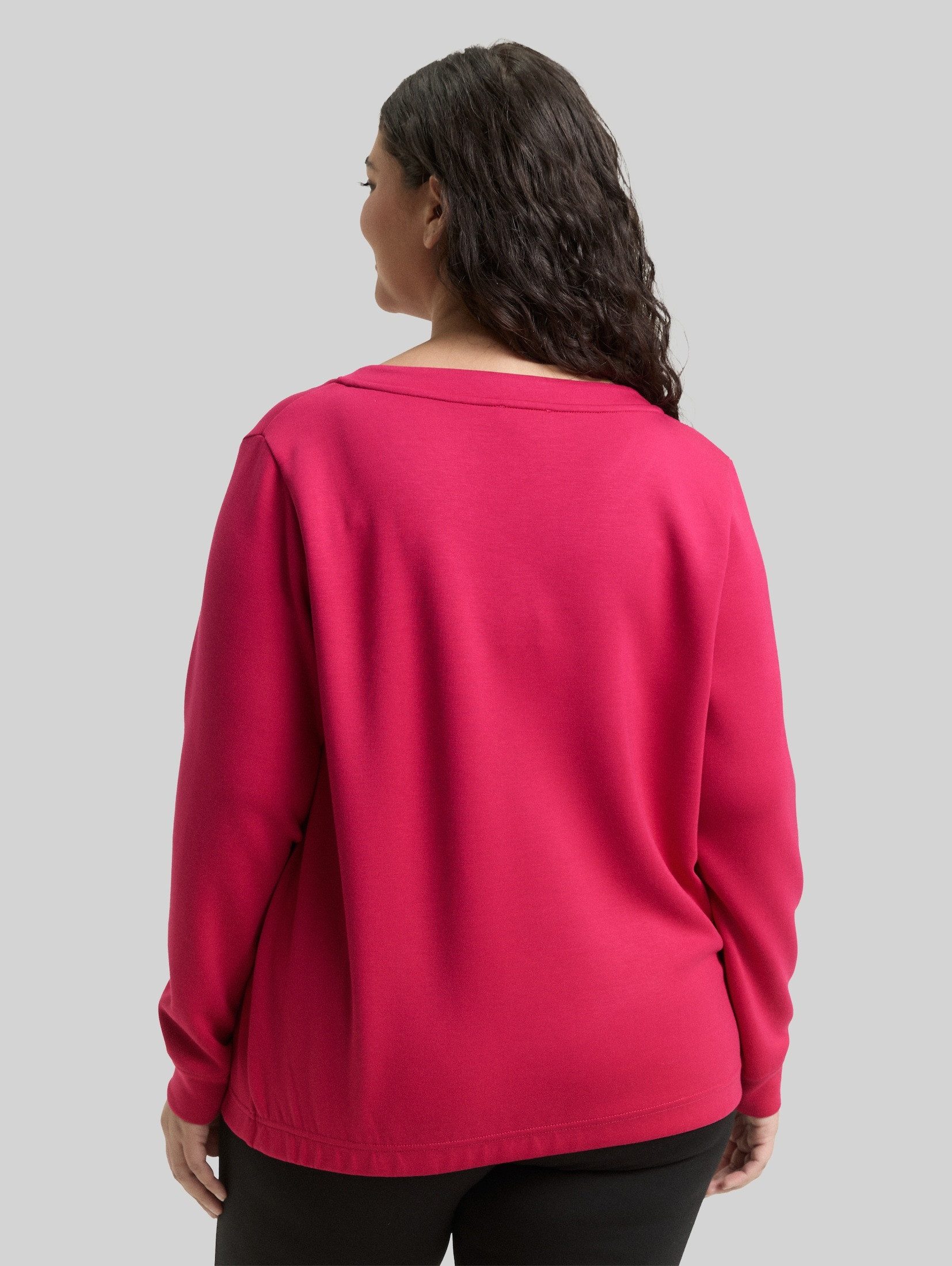 TOM TAILOR PLUS Sweatshirt Strick & Sweatshirts Plus Size - Scuba Sweatshirt mit Strasssteinen