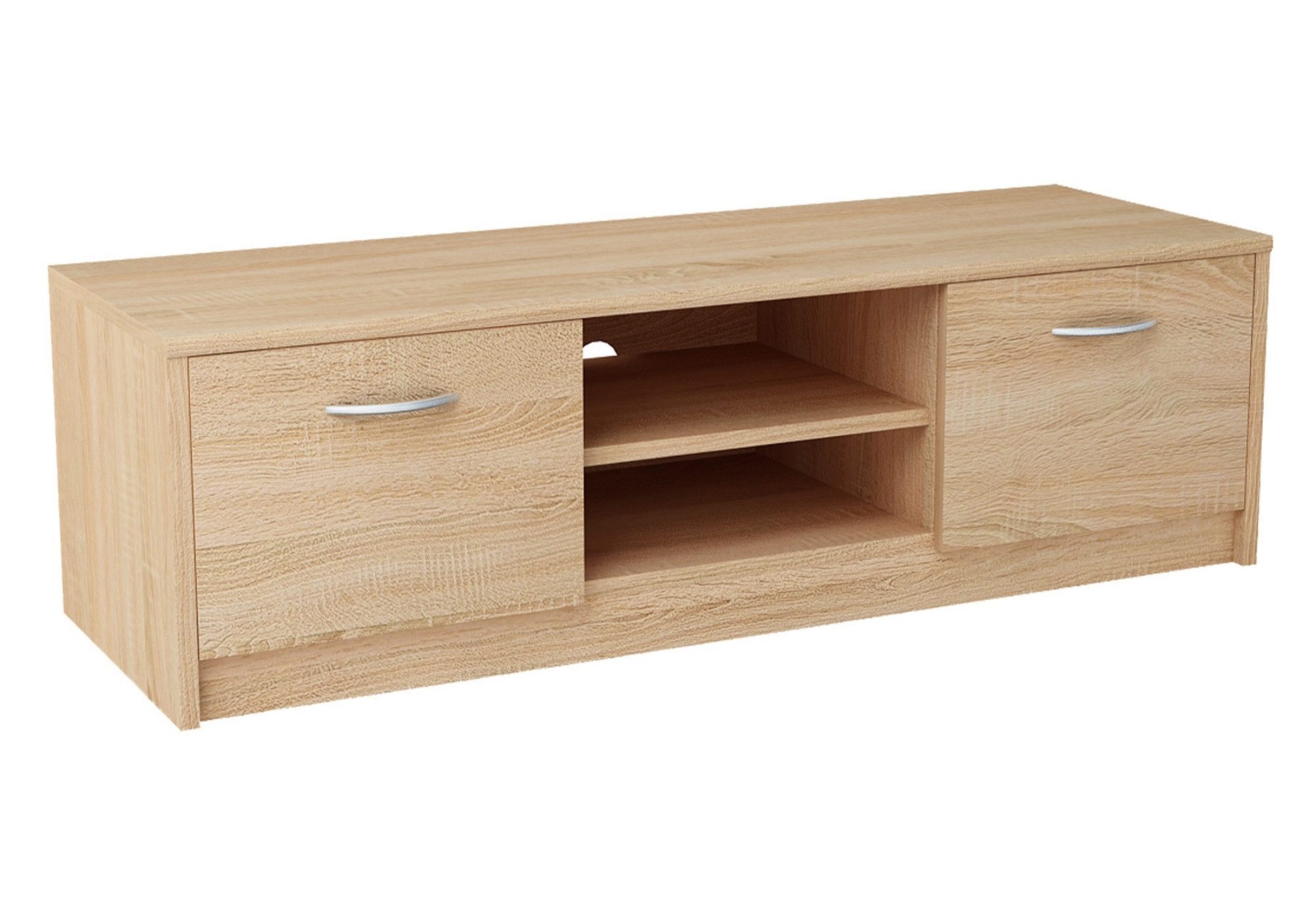 Home Collective TV-Schrank 120cm breit Lowboard mit matter Oberfläche Fernsehtisch (abgerundete Kante und Metall-Rollschienen Fernsehkommode) mit 2 Türen und 1  – Bild 2 von 5