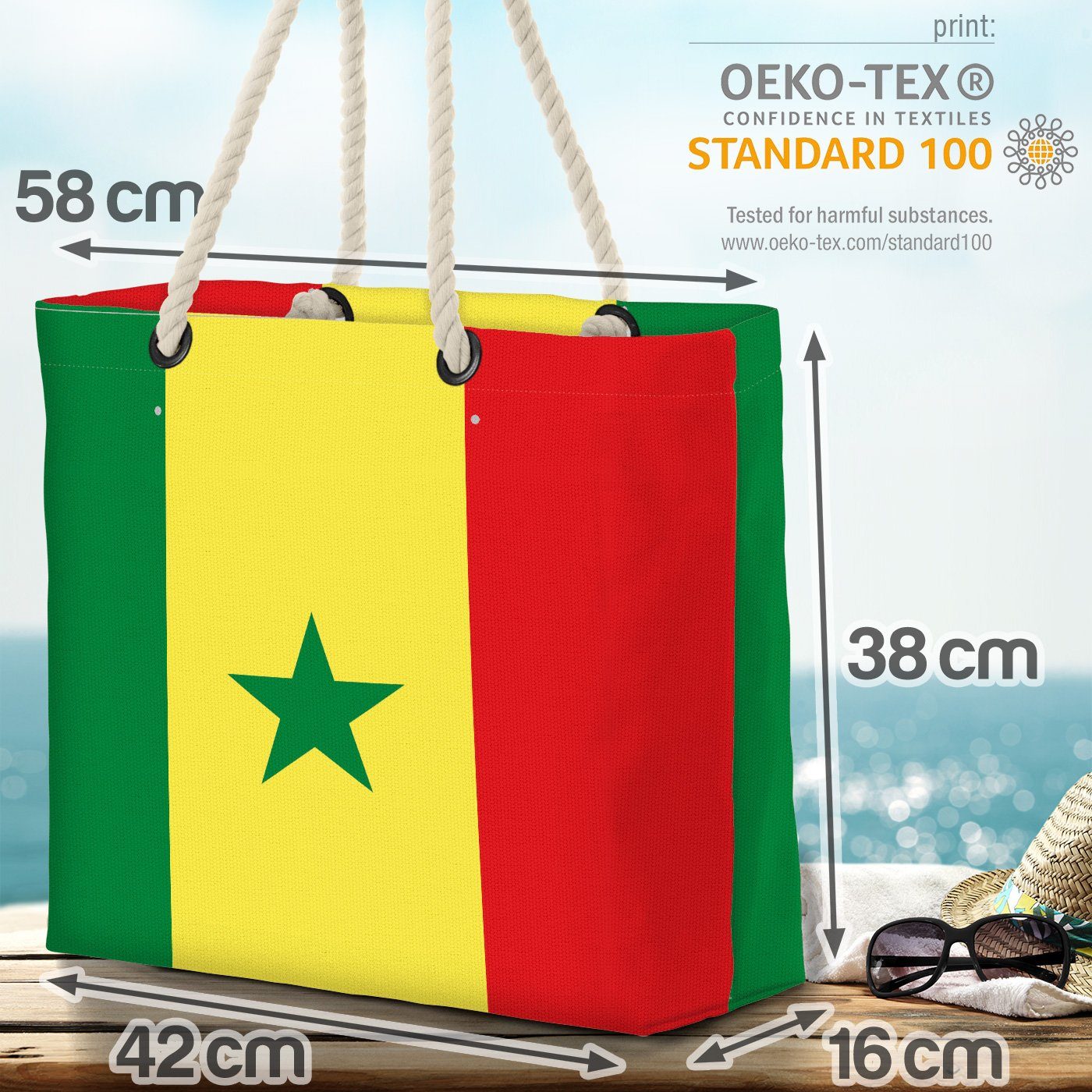 VOID Strandtasche (1-tlg), Senegal Flagge WM Länderflagge Fahne