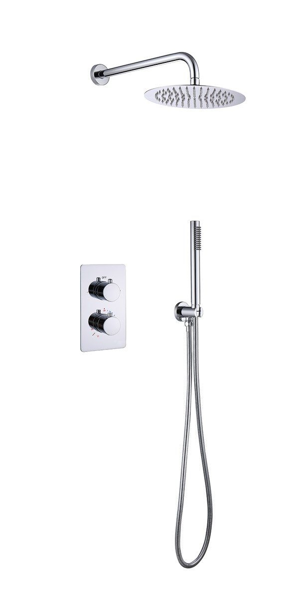 Aloni Duschsystem CR5287-7C, Höhe 22 cm, set, 1 tlg., Brauseschlauch, Armatur, Unterputz Regendusche 25 cm Komplettset mit Wandbrausekopf Arm