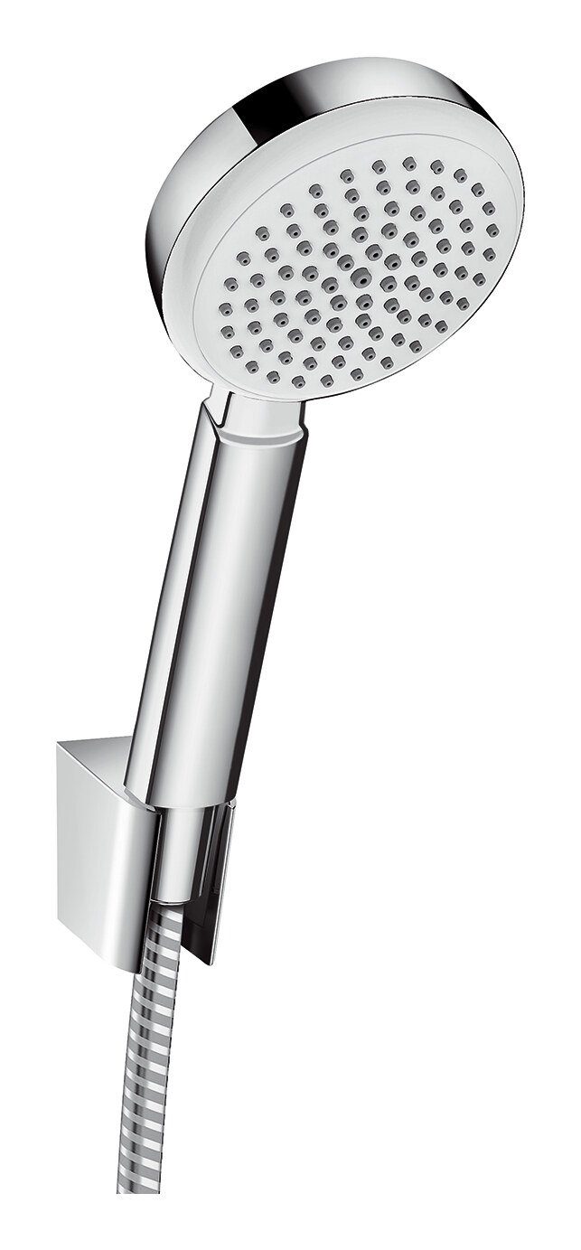 hansgrohe Handbrause Crometta 100, Brausehalterset 1jet mit Brauseschlauch 125 cm Weiß / Chrom