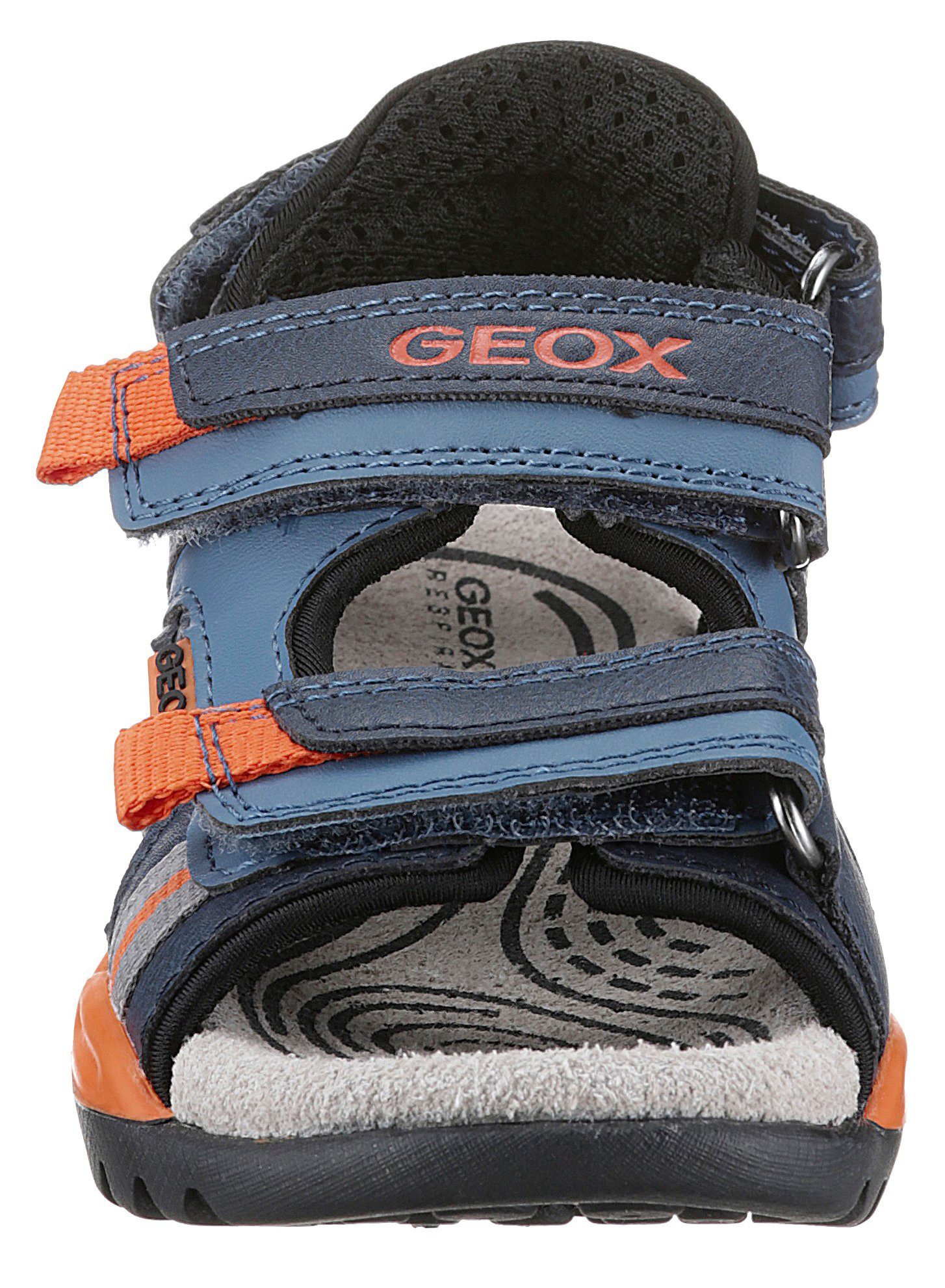 Sandale Fersenklettverschluss BOY Geox J BOREALIS mit zusätzlichem (DK AVIO/ORANGE) Blau