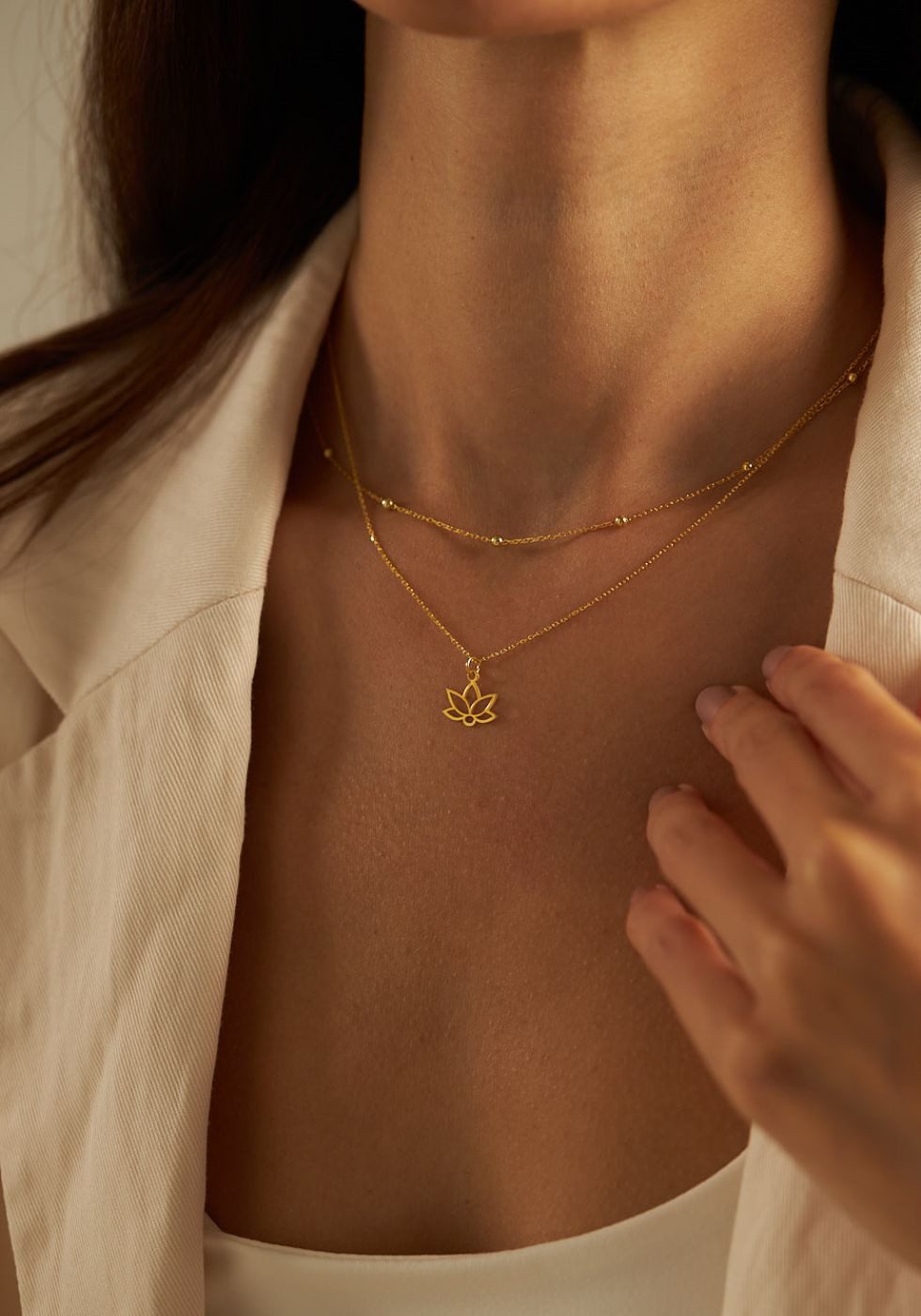 Einzelstück Charm-Kette Halskette Lotus 925 Sterling günstig online kaufen