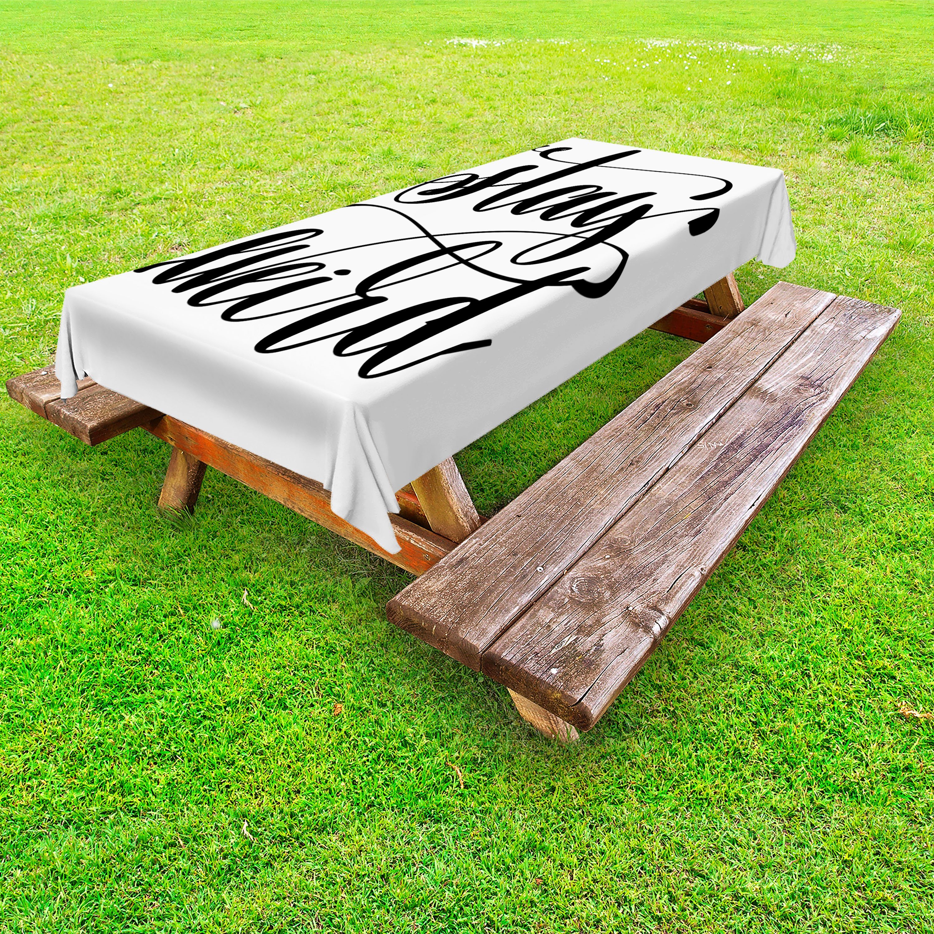 Picknick-Tischdecke, dekorative Bleib Wörter Monochrome Tischdecke waschbare Abakuhaus Cursive verrückt