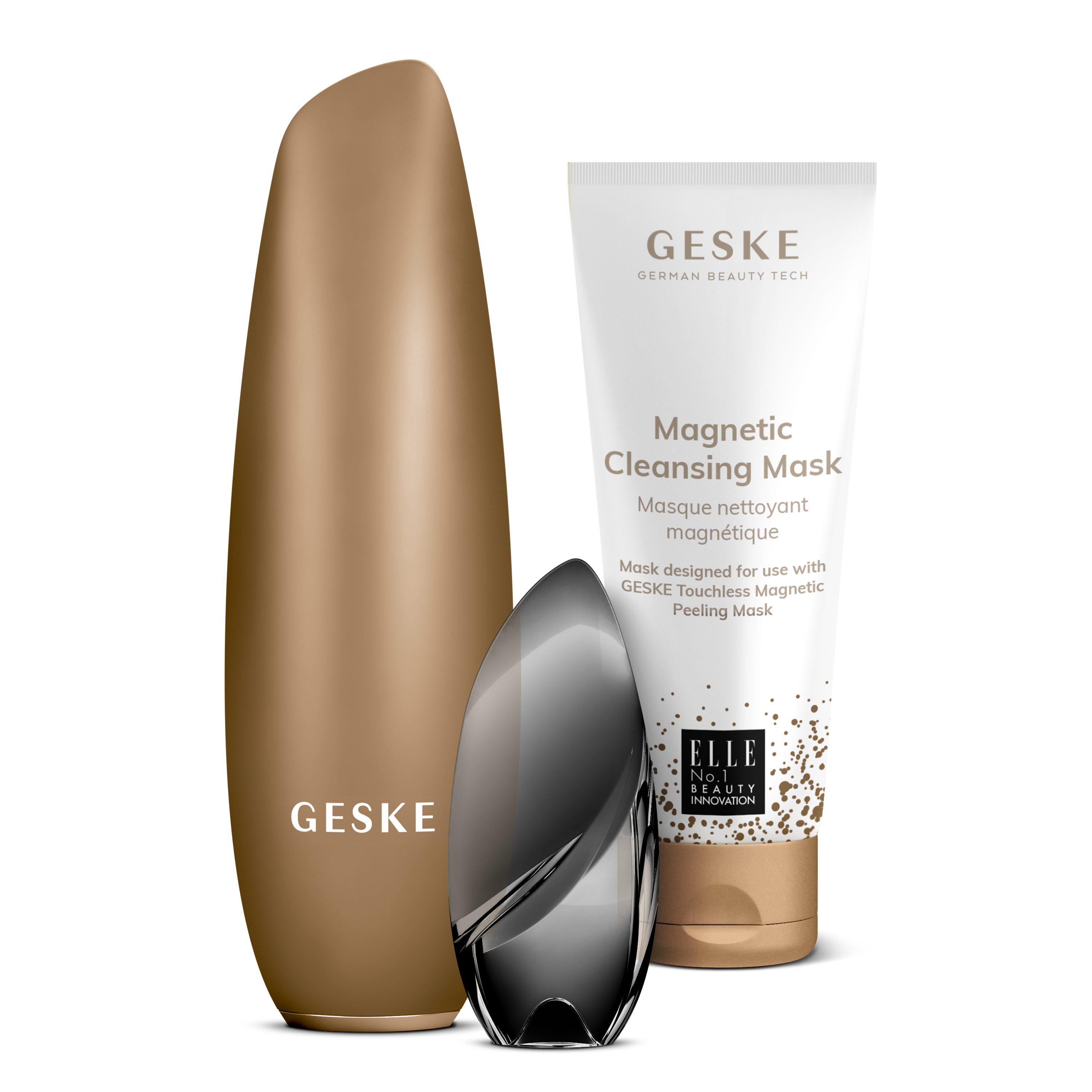 GESKE German Beauty Tech Porenreiniger Touchless Magnetic Peeling Mask 5in1 + 1x Magnetic Cleansing Mask, Packung (Gerät & USB-Ladekabel), 3-tlg., Gerät inkl. kostenloser APP (SmartAppGuided Device), Mit der GESKE App erhältst Du deine personalisierte Hautpflegeroutine.