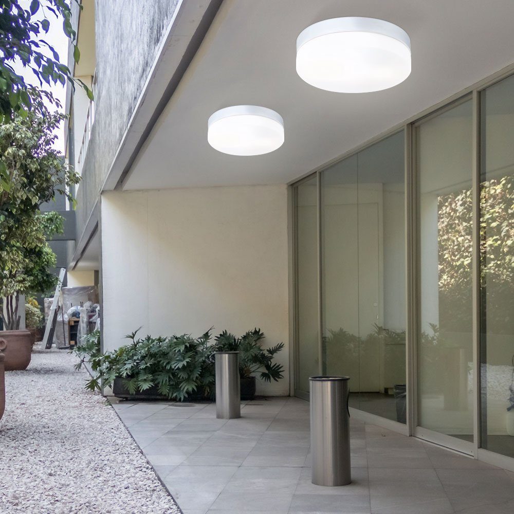 GLOBO LIGHTING Außen-Deckenleuchte, Leuchtmittel nicht inklusive, Elegante Deckenleuchte Alu, silber opal - Globo VRANOS 32112