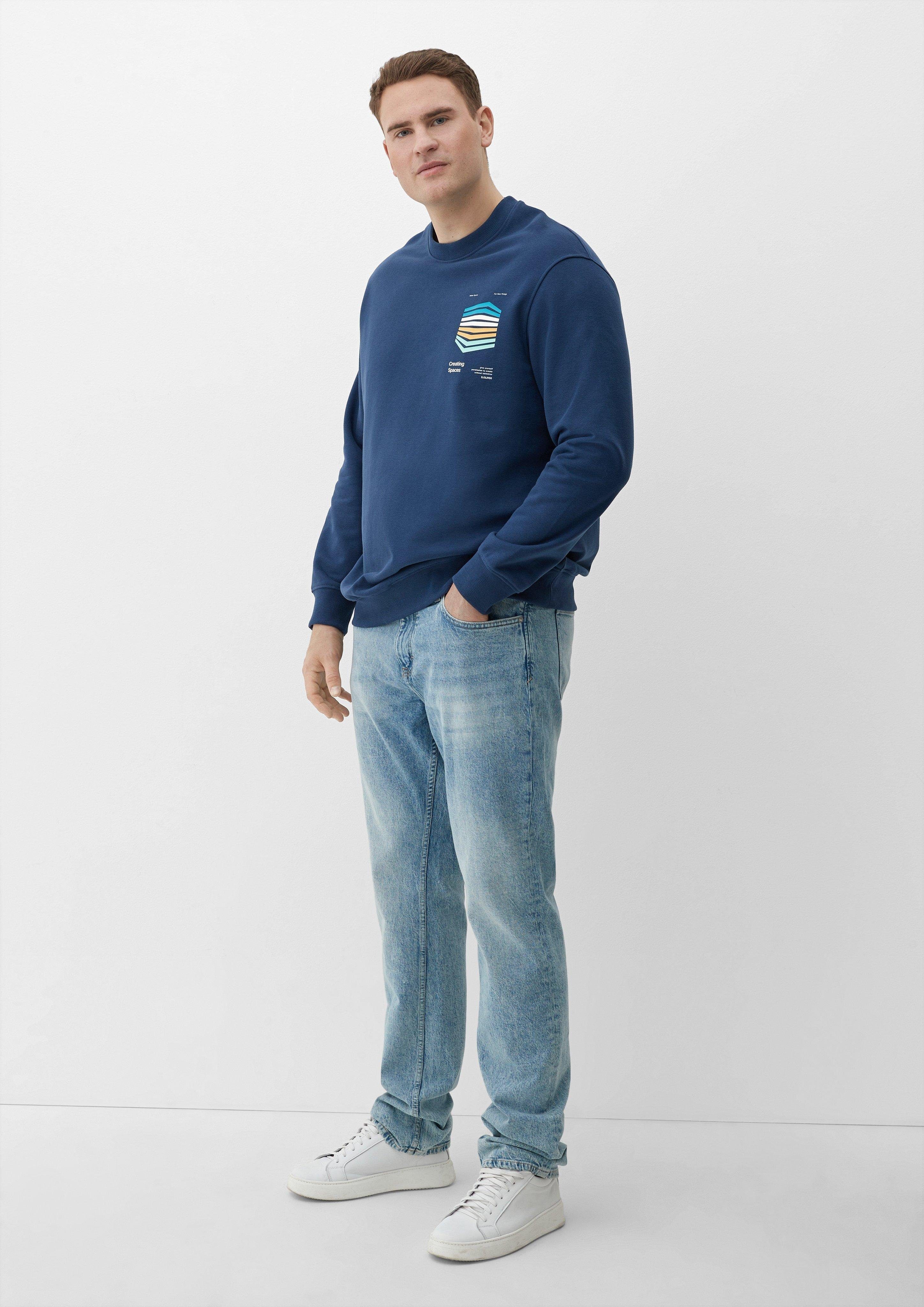 Frontprint Sweatshirt mit s.Oliver Sweatshirt tiefblau