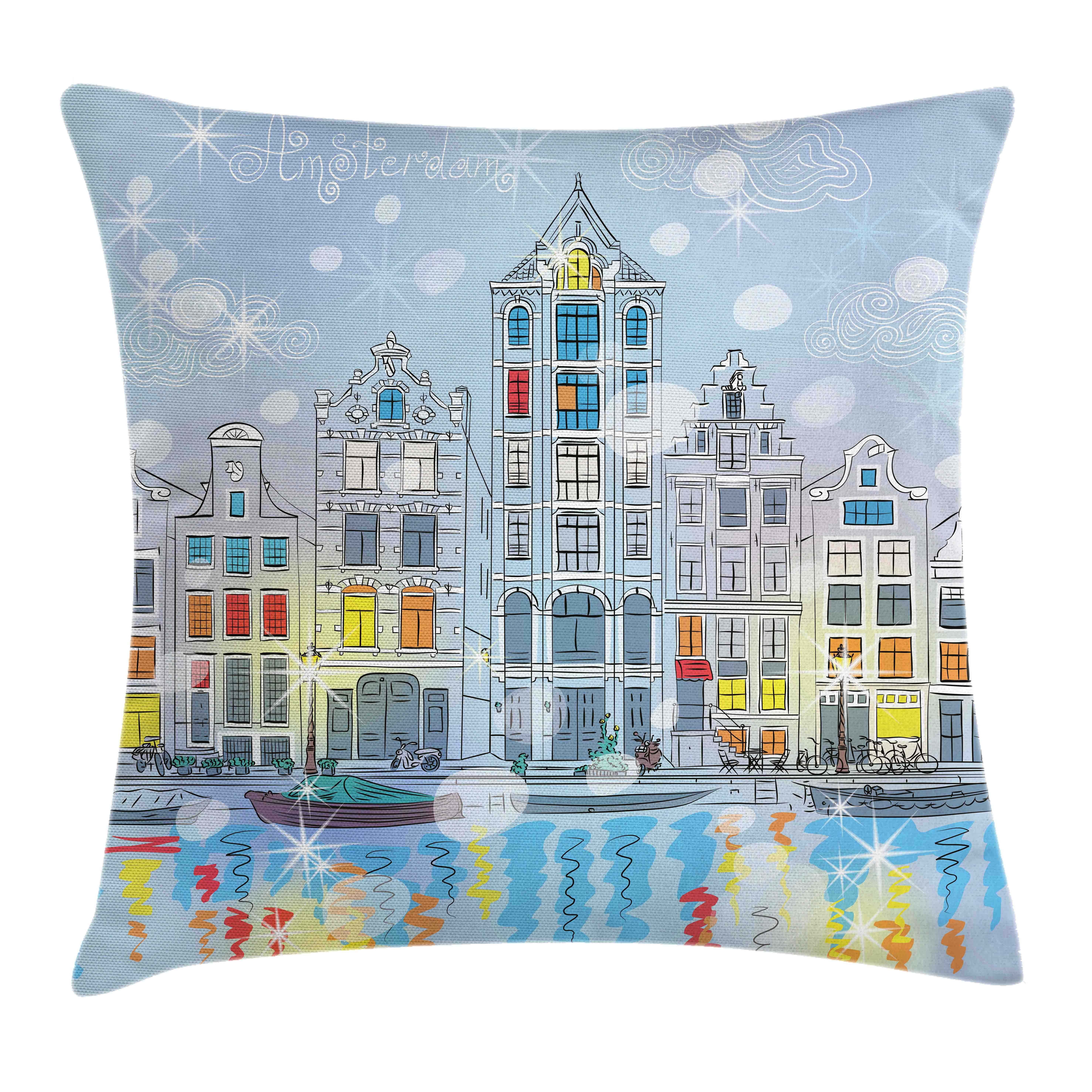 Kissenbezüge Reißverschluss Kissenhülle mit Farbfesten Farben Beidseitiger Druck, Abakuhaus (1 Stück), Weihnachten Amsterdam Canal Weihnachten | 